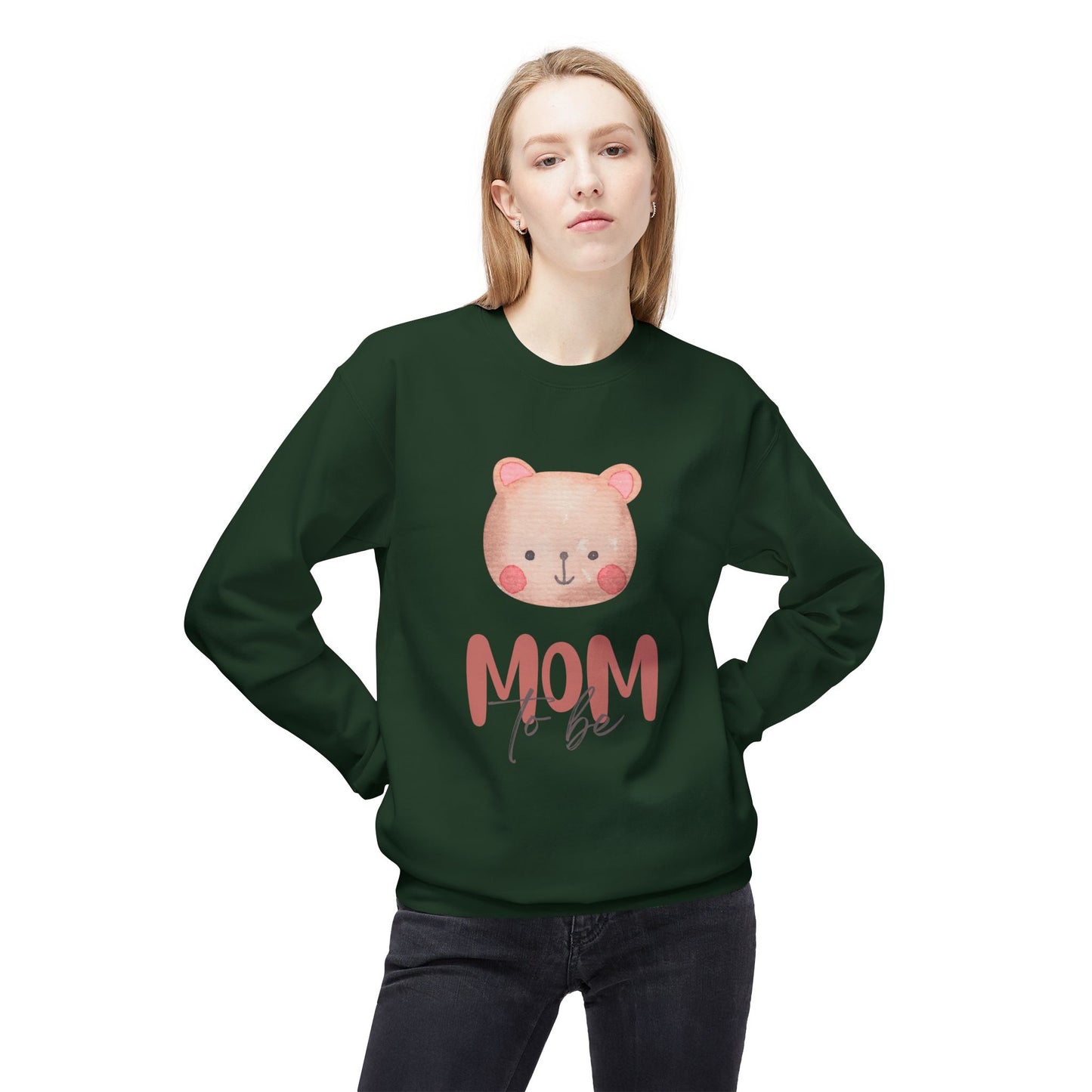 Mom To Be Bear Sweatshirt | Unisex Midweight Fleece Crewneck - 11840