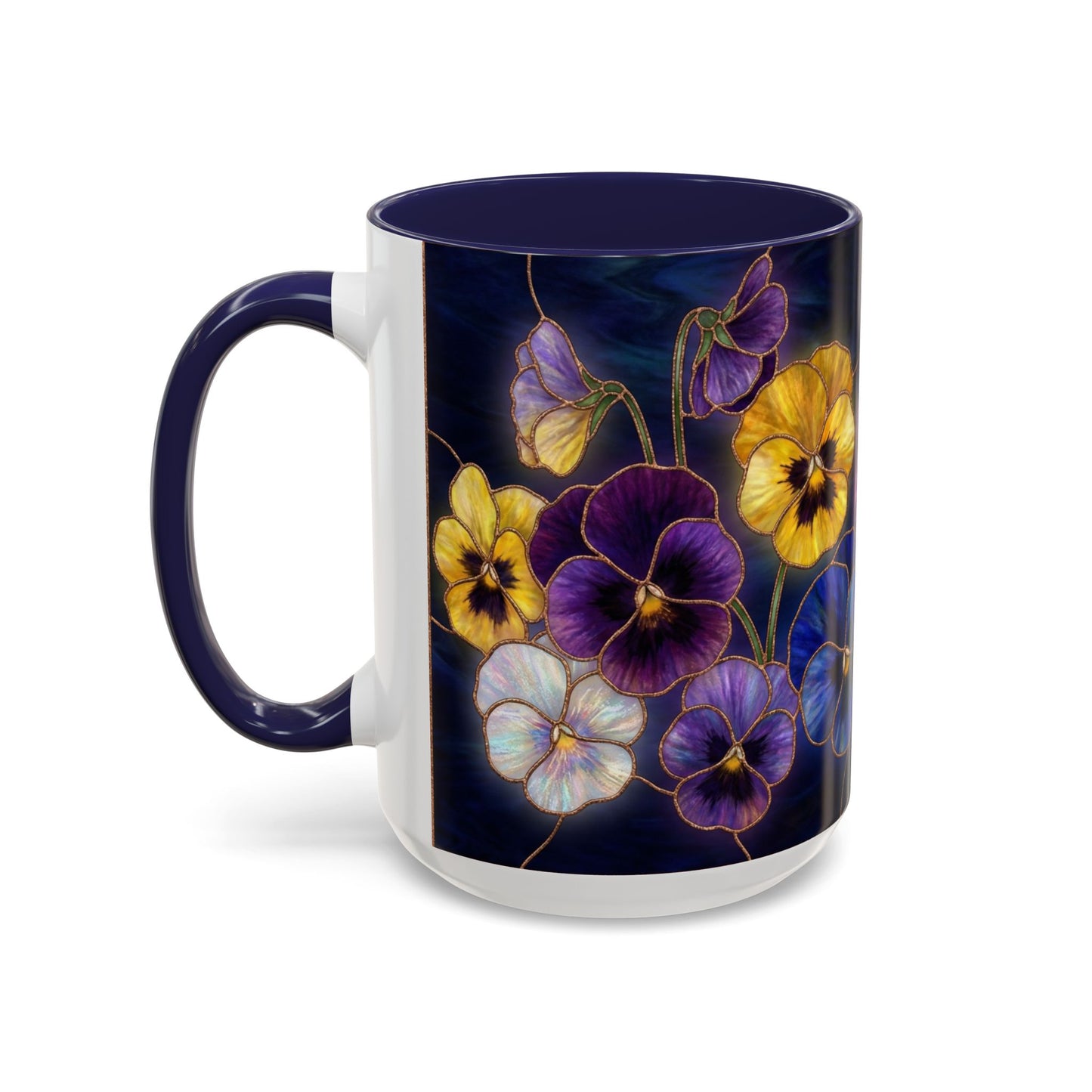 Pansy Floral Accent Coffee Mug — Stained Glass Design (11/15oz) - 14544
