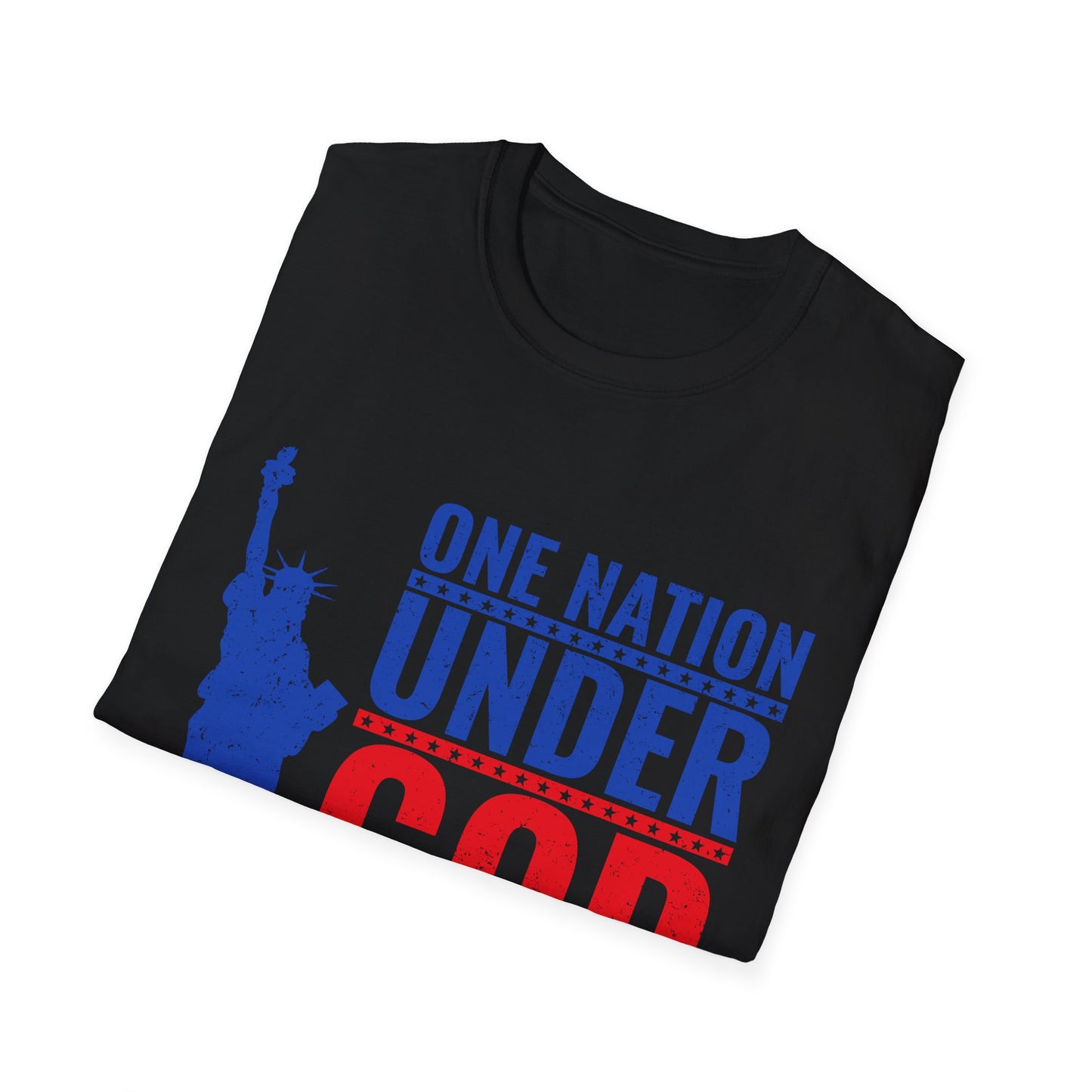One Nation Under God, Patriotic Softstyle T-Shirt - Independence Day Tee, Fourth of July Shirt, Unisex Comfort Wear, Gift for Veterans - 13494