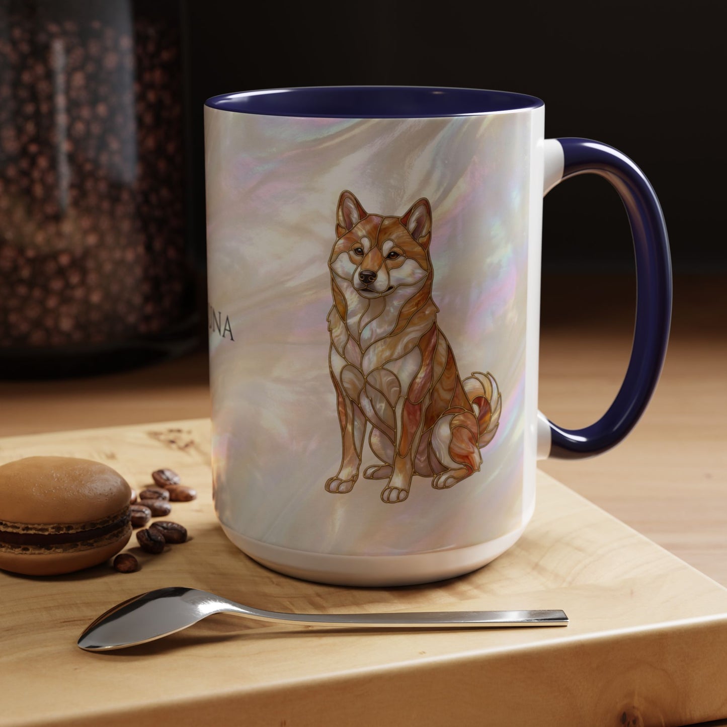 Shiba Inu Accent Coffee Mug – Stained Glass Design 11/15oz - 14646