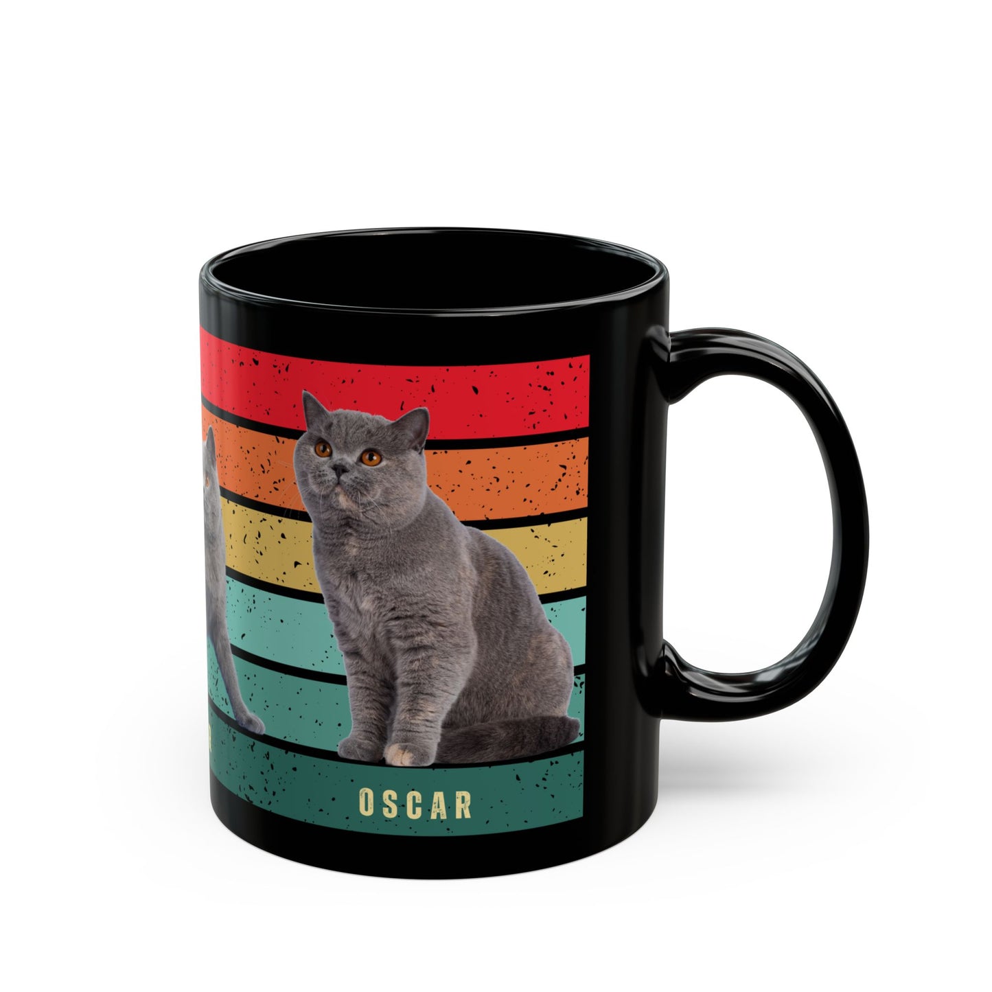 Oscar, Cat Photo, Customizable  - Black Mug (11oz, 15oz) - 10229