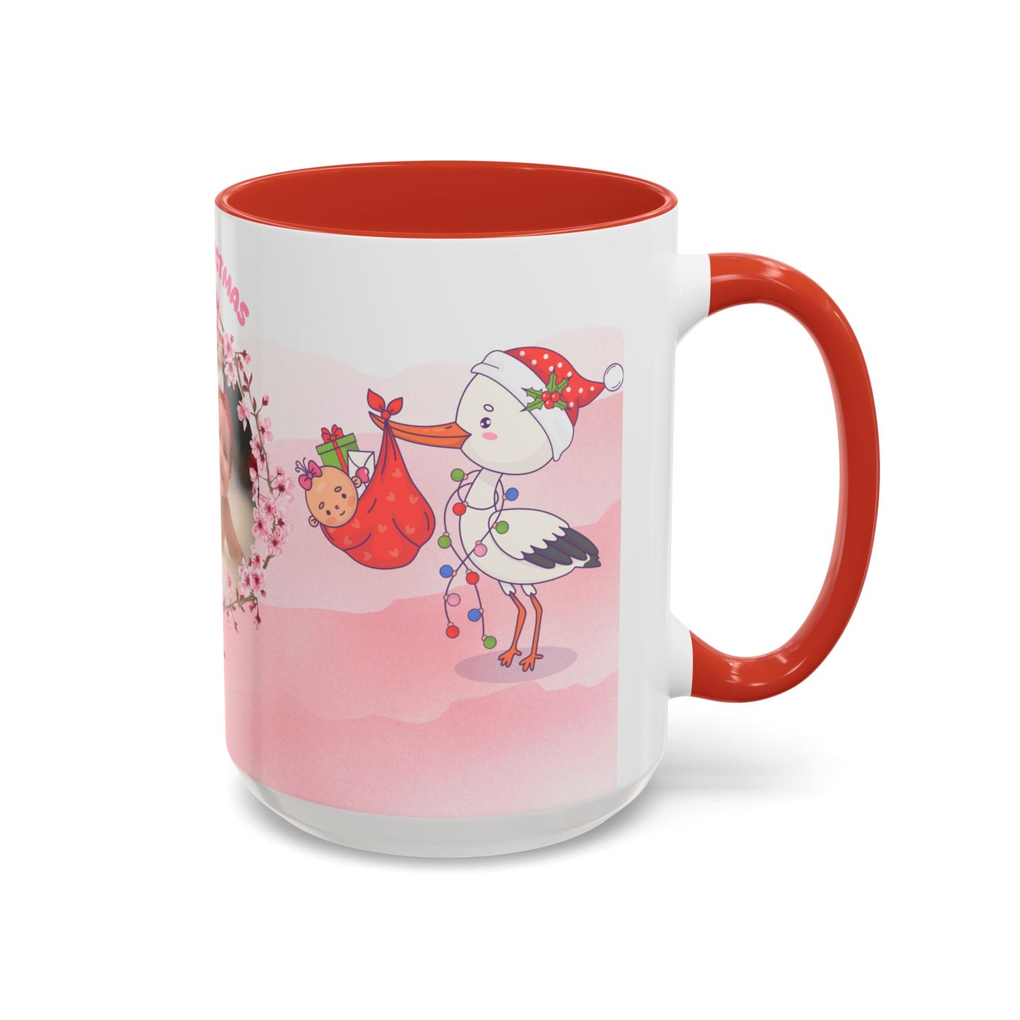 First Christmas, Baby Girl, Customizable - Accent Coffee Mug (11, 15oz) - 10074