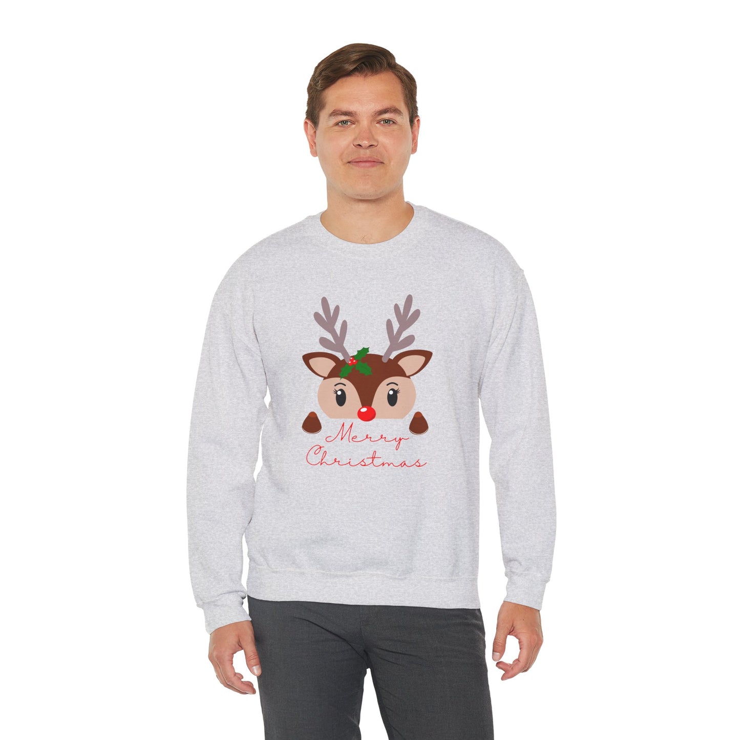 Reindeer, Merry Christmas - Unisex Heavy Blend™ Crewneck Sweatshirt