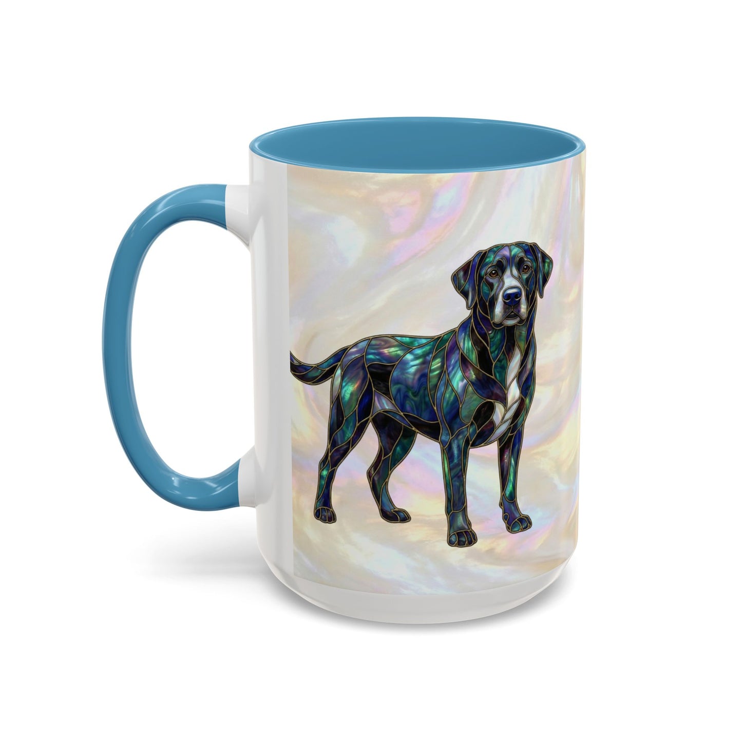 Black Labrador Accent Coffee Mug -Stained Glass Style (11/15oz) 14618
