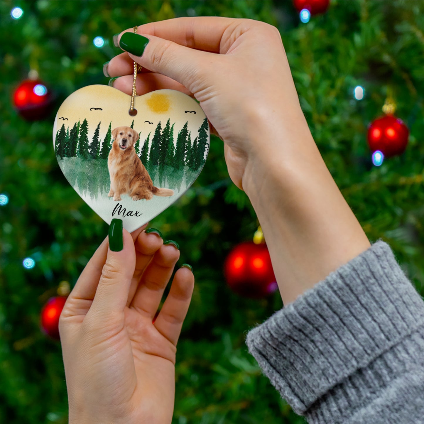 Your Dog, Customizable - Ceramic Ornament, 4 Shapes - 10037