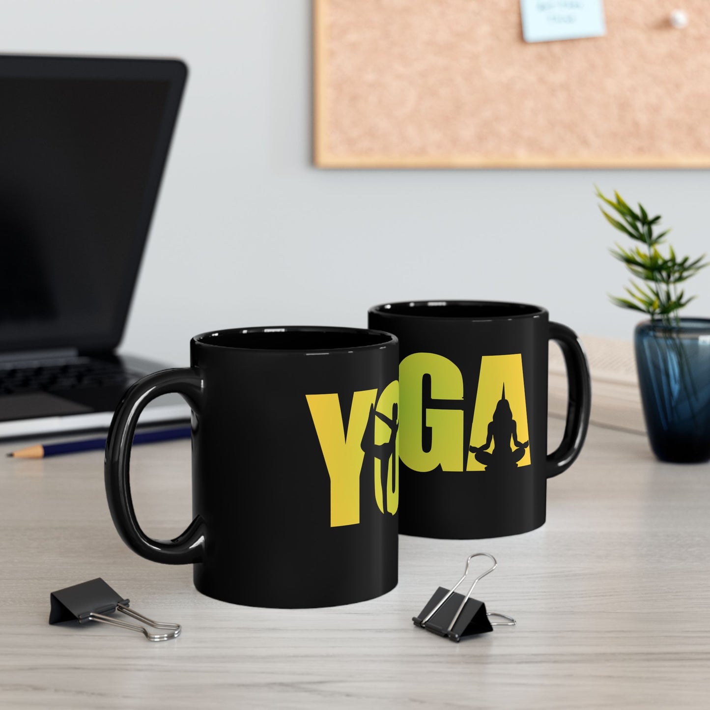 Yoga Inspiration Mug, Motivational Coffee Cup, Yoga Gifts for Yogis, Black Yoga Mug - 13154