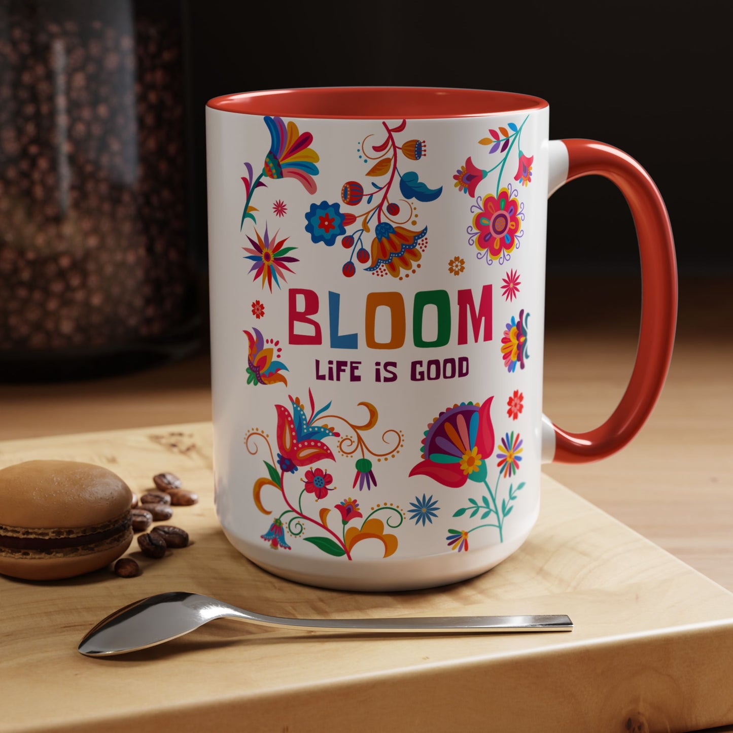 Colorful Floral Accent Coffee Mug - Bloom Life is Good - 14082
