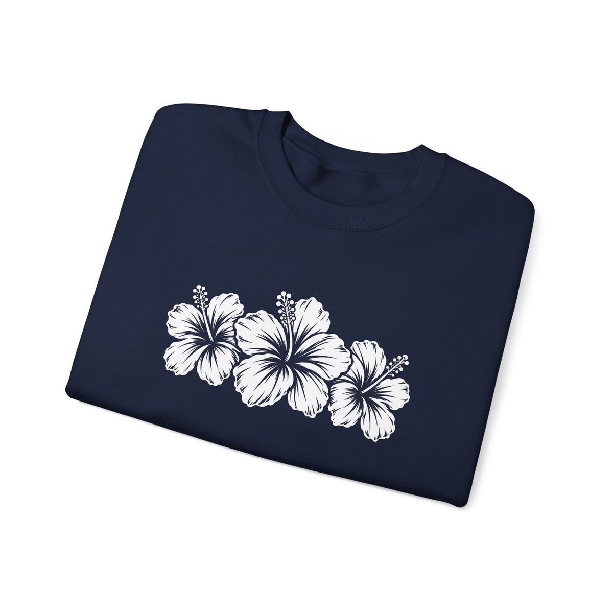 Hibiscus Floral Crewneck Sweatshirt,  Tropical Flower Graphic - 14996