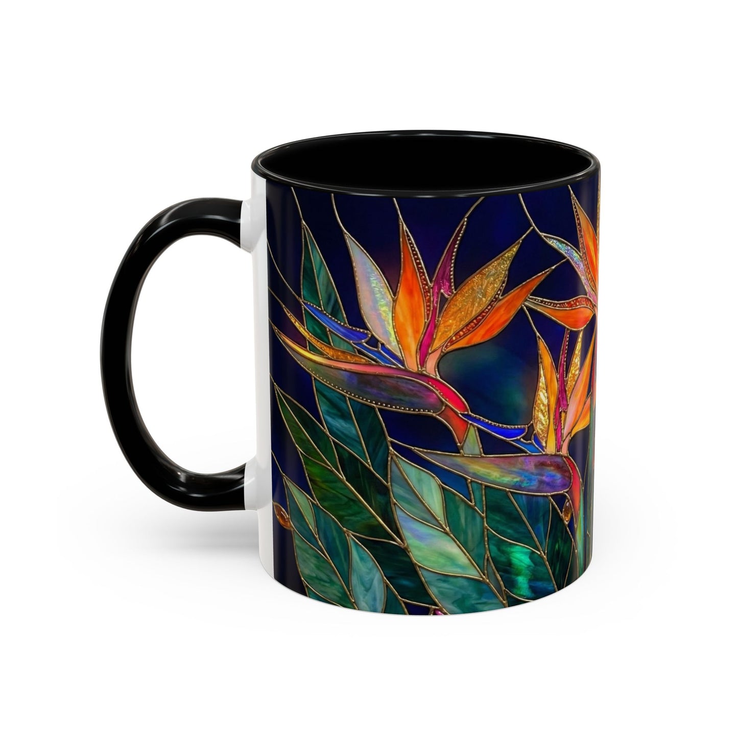 Bird of Paradise Floral Coffee Mug — Stained Glass Design 11/15oz - 14556