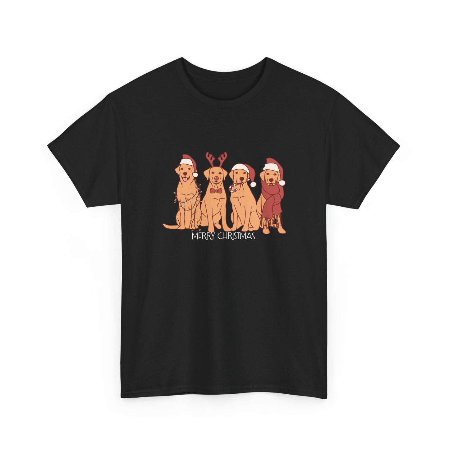 Golden Retrievers, Merry Christmas - Unisex Heavy Cotton Tee - 10282