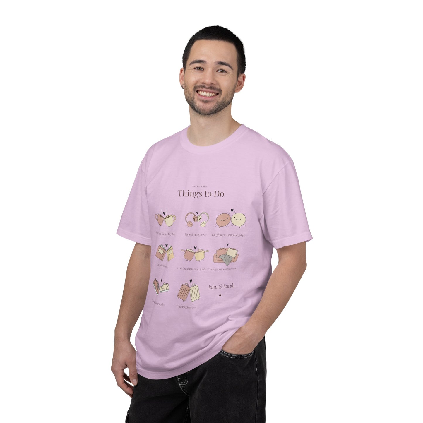 Our Favourite Things to Do Together – Personalised Valentine’s Illustration T-Shirt Gift - 14720