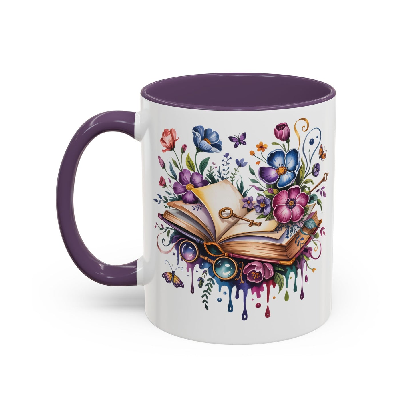 Floral Storybook Coffee Mug – Open Book with Flowers, Book Lover Gift (11oz / 15oz) - 14829