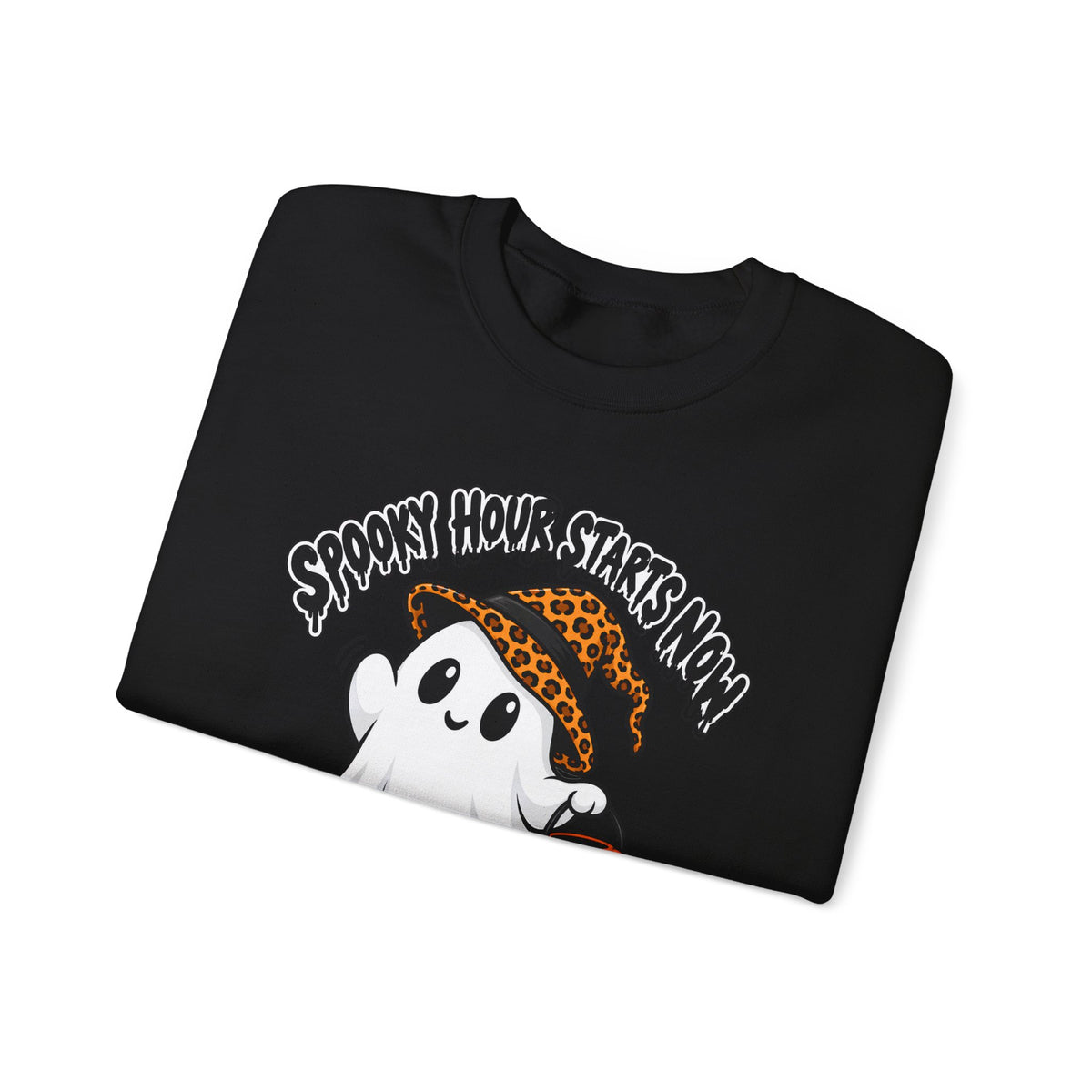 Spooky Hour Starts Now Sweatshirt, Cute Halloween Ghost Crewneck - 14536