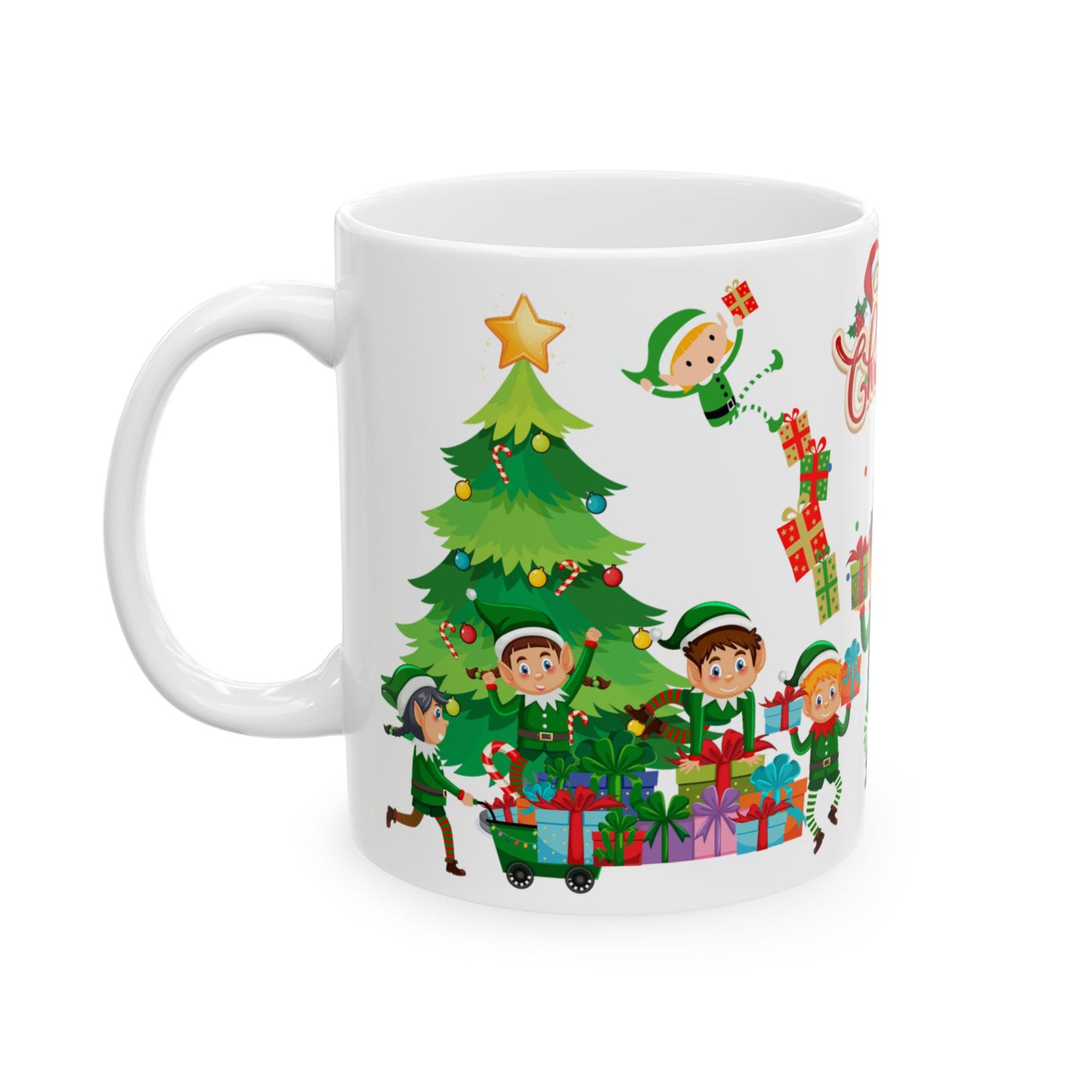 Little Elves with Christmas Gifts - Ceramic Mug, (11oz, 15oz) - 10293