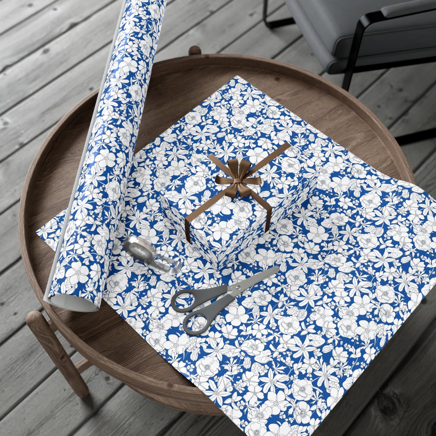 Vintage Blue, White Flowers - Gift Wrap Papers - 10255