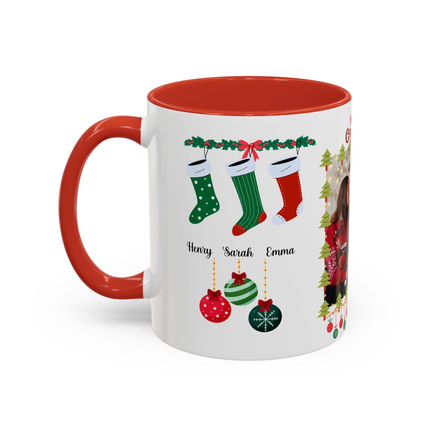 Christmas, Family Photo, Customizable, Accent Coffee Mug (11, 15oz)