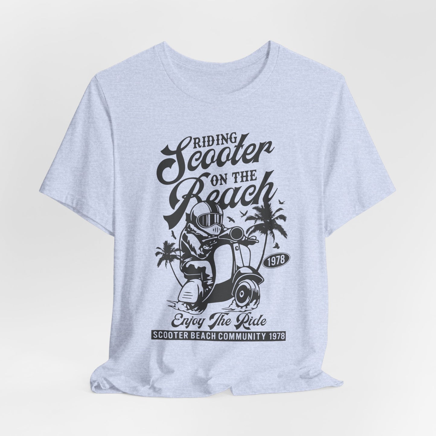 Riding Scooter on the Beach, Enjoy the Ride - Unisex Jersey Short Sleeve Tee - 13254