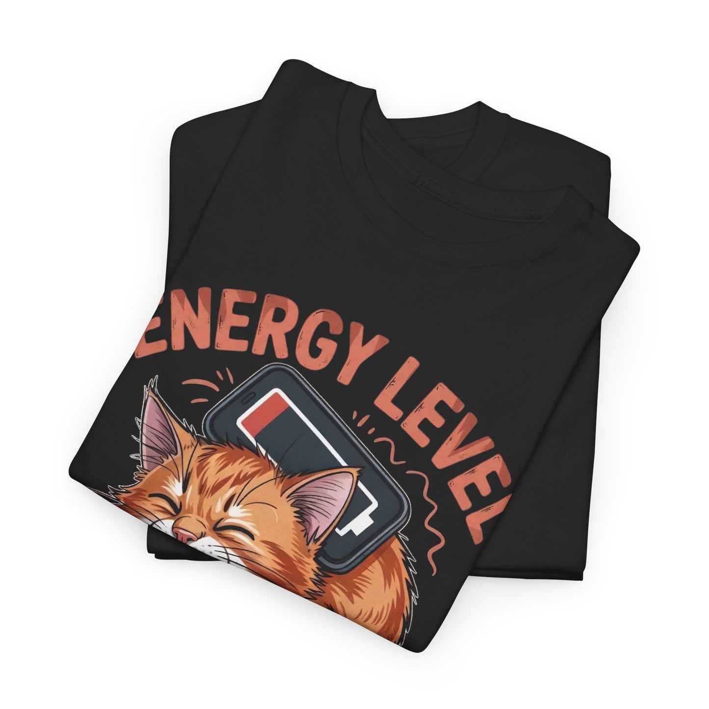 Energy Level: Officially Dead T-Shirt — Funny Cat Graphic Tee, Cat Lover Gift - 14867