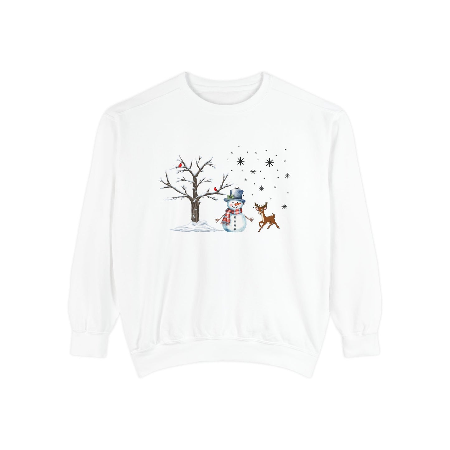 Snowman with Twinkle - Unisex Garment-Dyed Sweatshirt