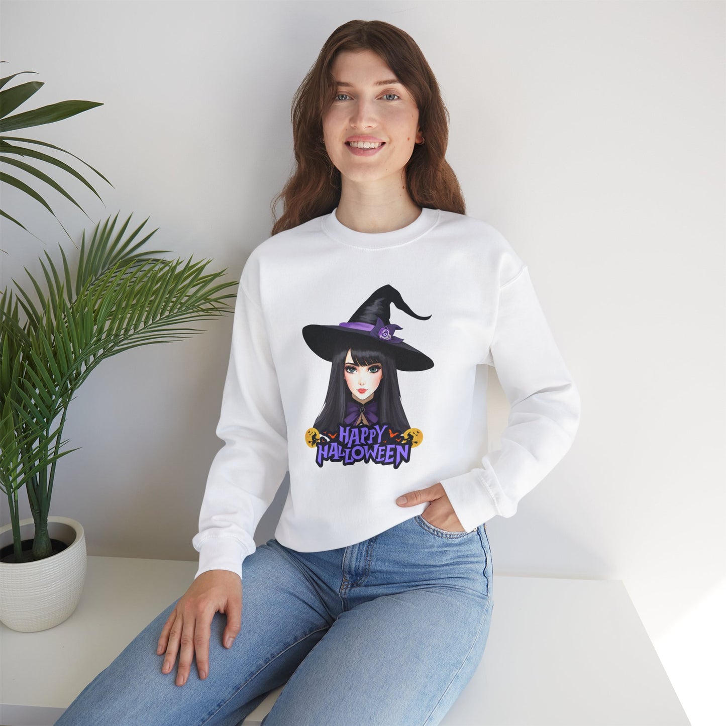 Happy Halloween, Witch - Unisex Heavy Blend™ Crewneck Sweatshirt