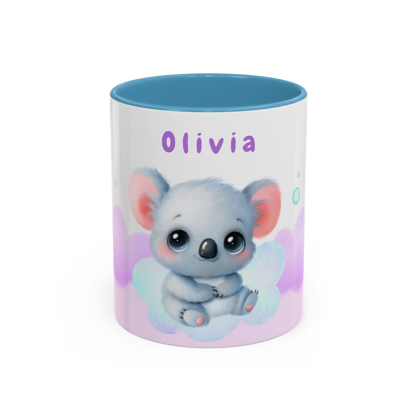 Cute Koala, Olivia, Name Customizable - Accent Coffee Mug (11, 15oz) - 11006