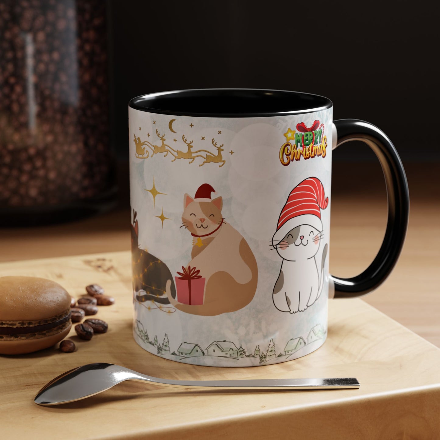 Merry Christmas, Cats - Accent Coffee Mug (11, 15oz)