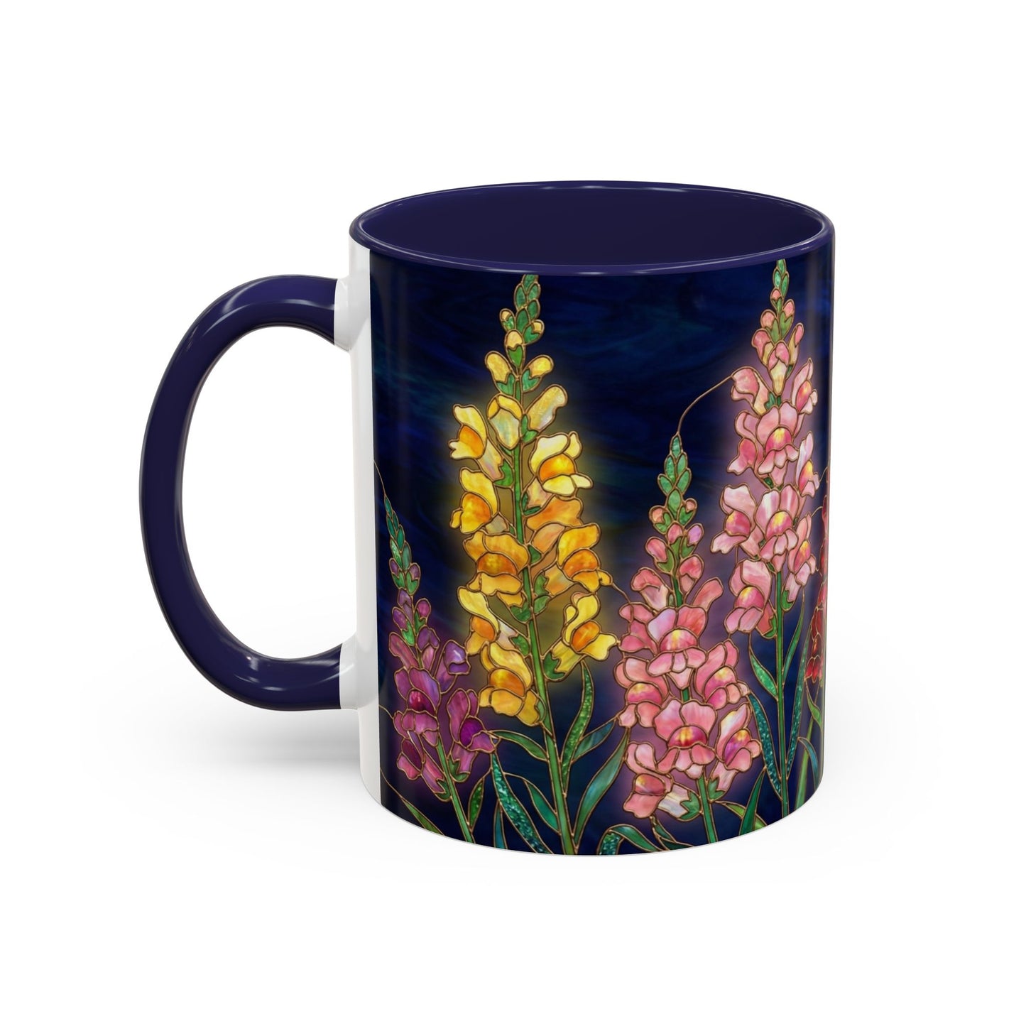 Snapdragon Floral Accent Coffee Mug — Stained Glass Design (11/15oz) - 14586