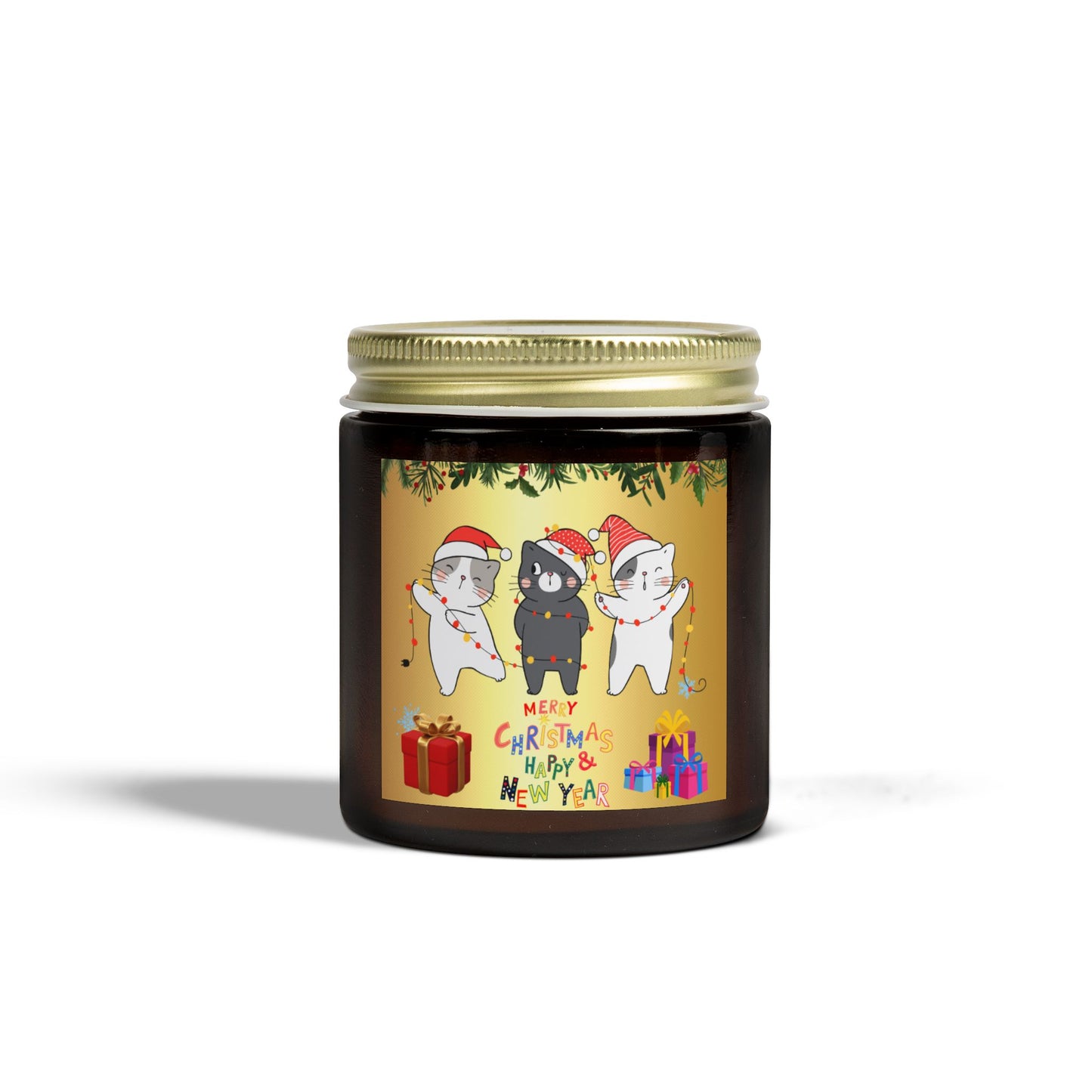 Cute Kittens: Merry Christmas - Scented Candles, Coconut Apricot Wax (4oz, 9oz)