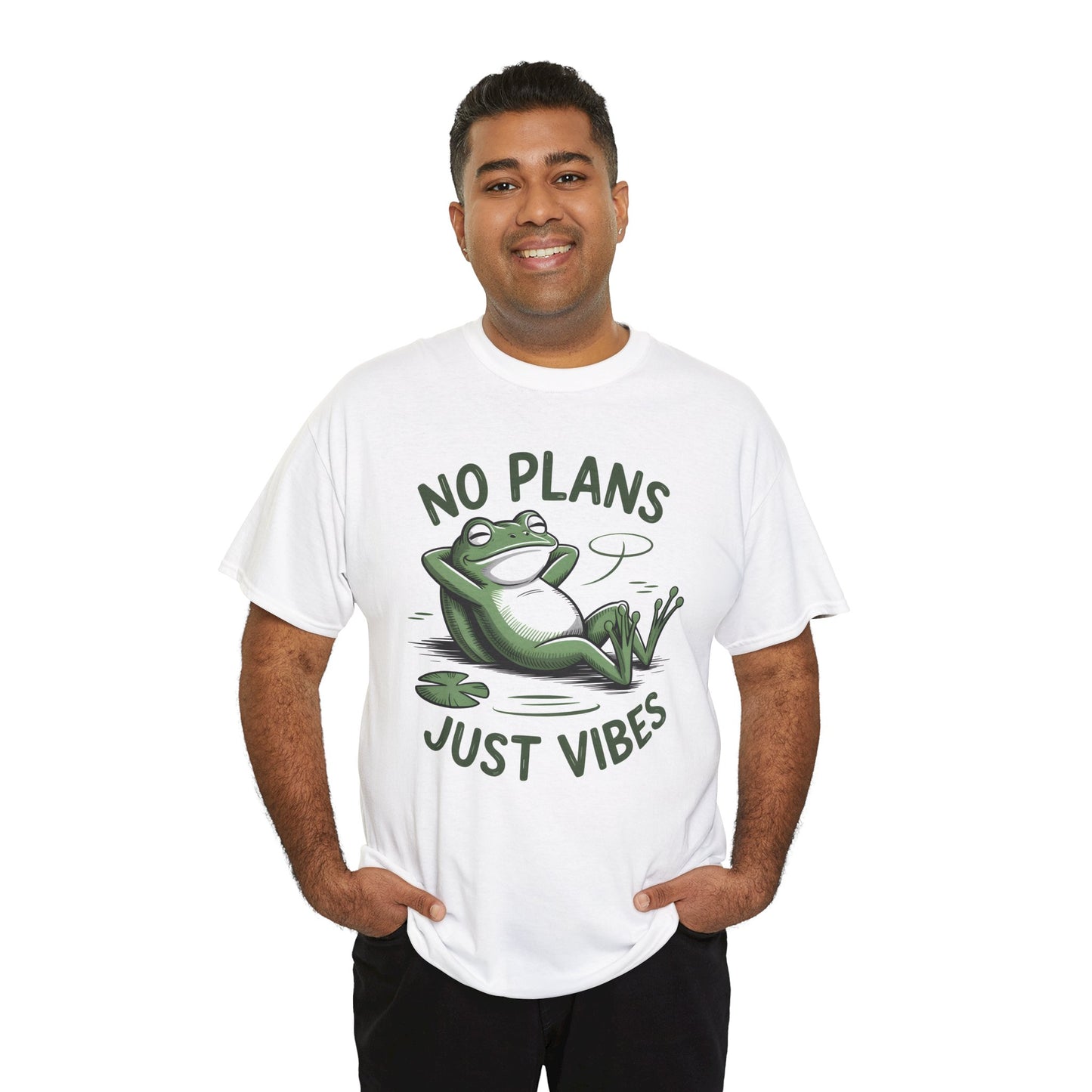 Funny Frog T-Shirt – “No Plans Just Vibes” Relaxed Graphic Tee - 14857