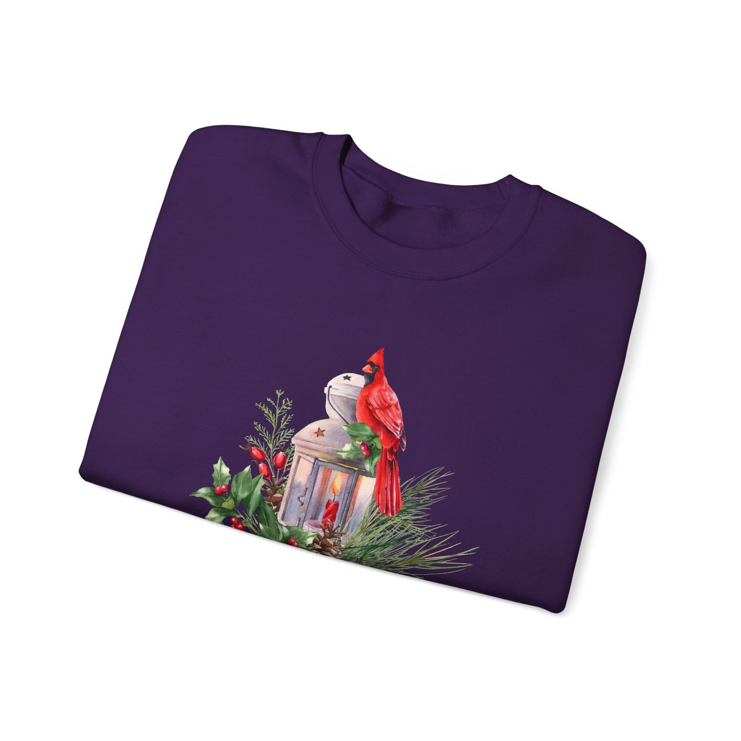 Cardinal Bird, Vintage Lantern, Winter Floral - Unisex Heavy Blend™ Crewneck Sweatshirt - 10370