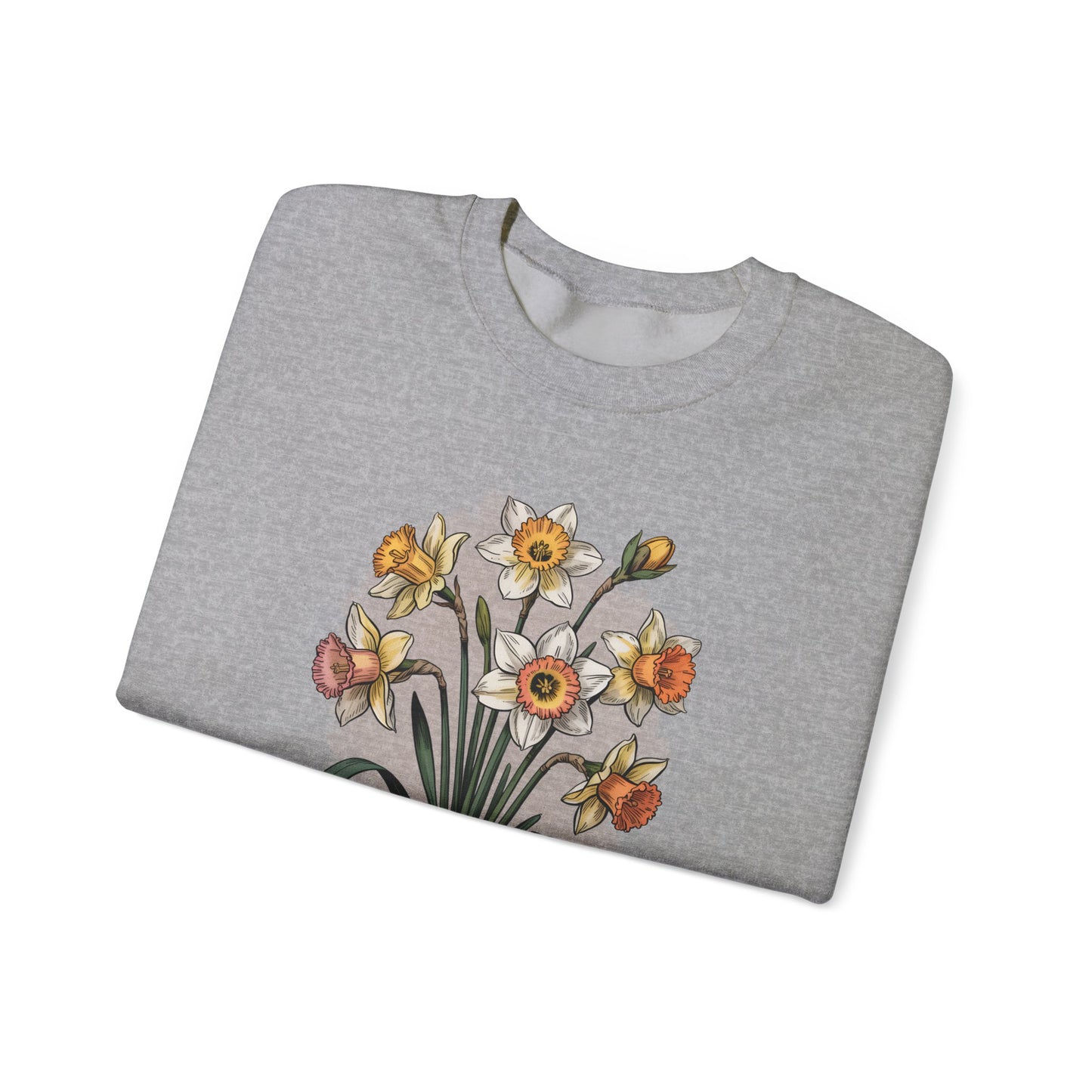 March Birth Flower Daffodil Sweatshirt — Vintage Botanical Floral Crewneck Gift - 14824