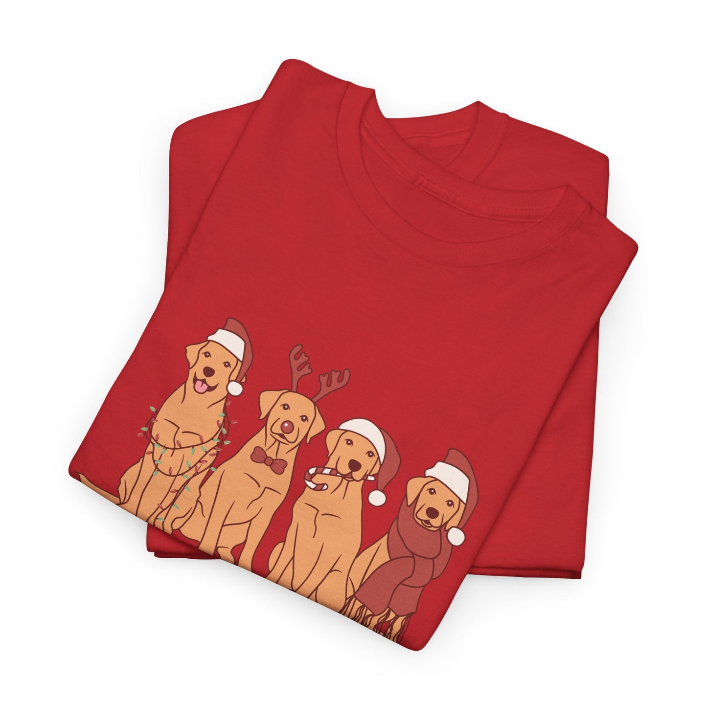 Golden Retrievers, Merry Christmas - Unisex Heavy Cotton Tee - 10282