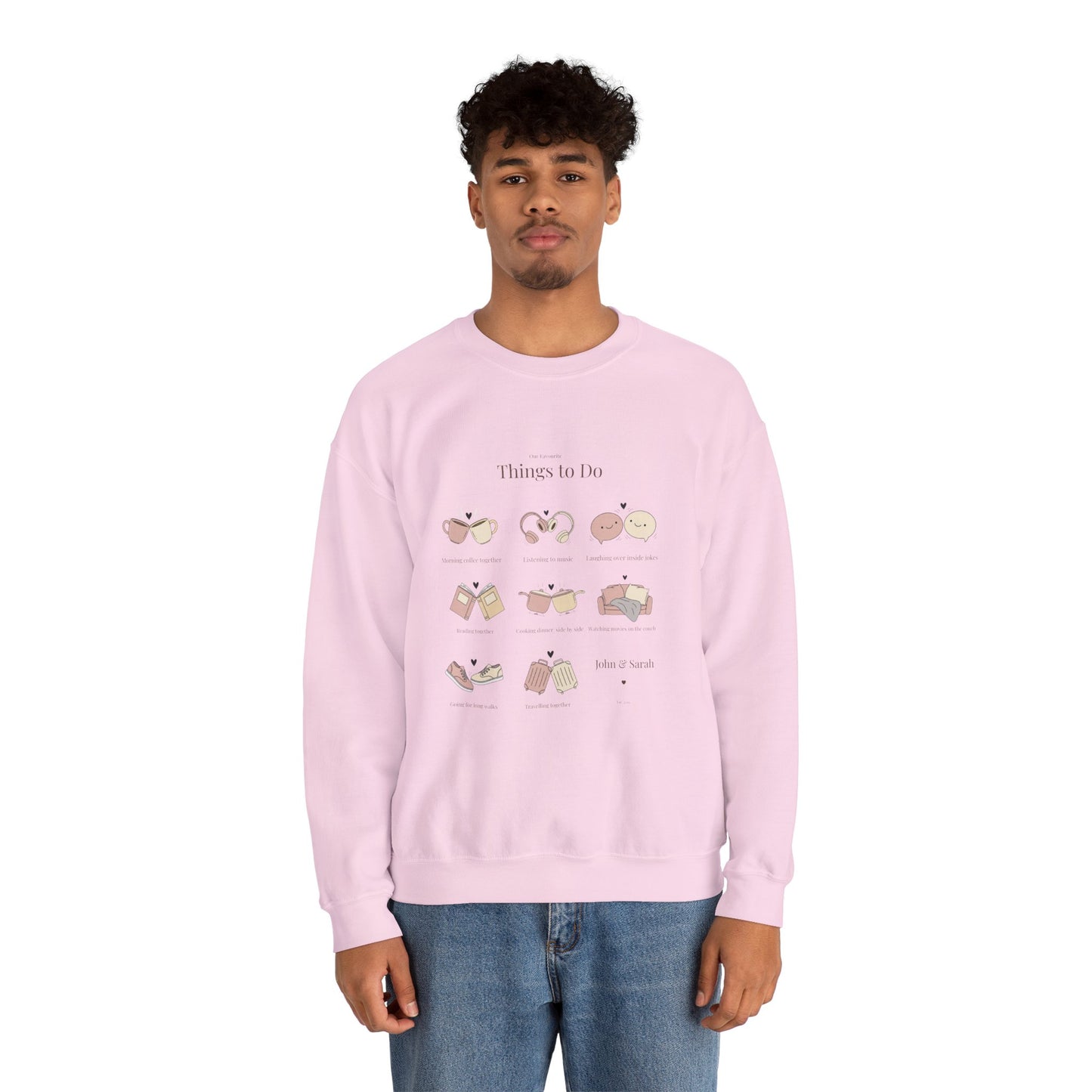 Our Favourite Things to Do Together – Personalised Illustration Crewneck Sweatshirt | Valentine’s Gift - 14726