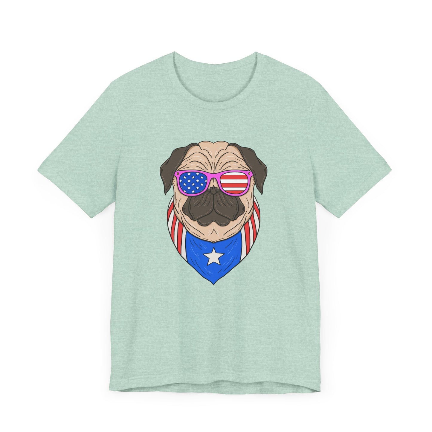 Patriotic Pug Tee, Independence Day T-Shirt, Dog Lovers Gift, Summer Casual Wear, Fun Family Outing Shirt - 13733