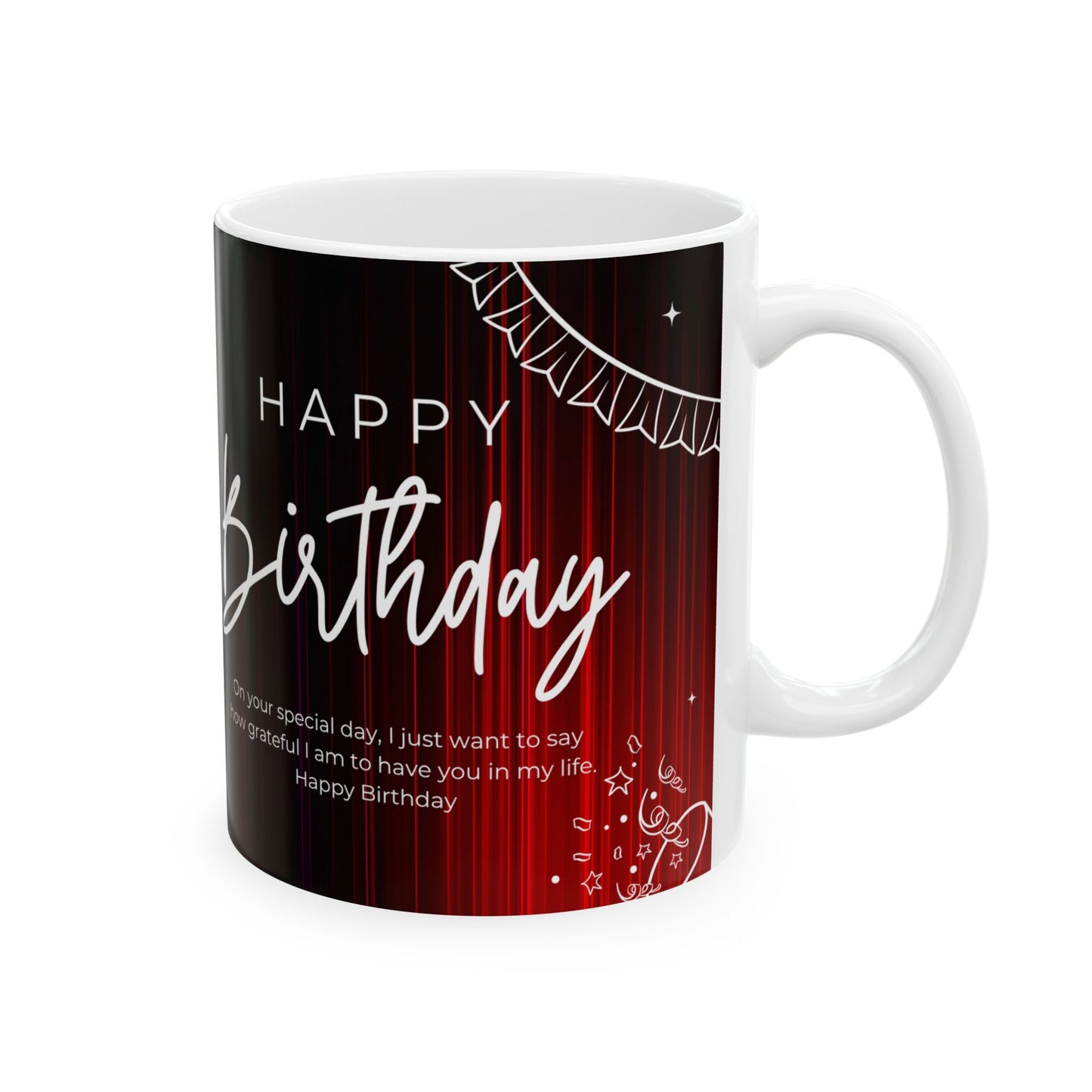 Happy Birthday Ceramic Mug with Custom Photo Frame, Personalized Gift Cup, Birthday Celebration Drinkware - 13994