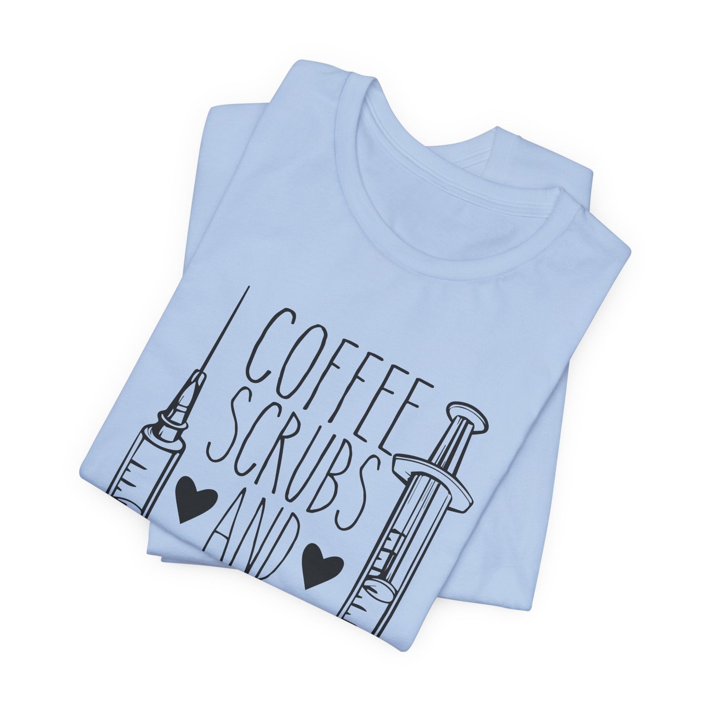 Nurse: Coffee Scrubs & Rubber Gloves - Unisex Jersey Short Sleeve Tee