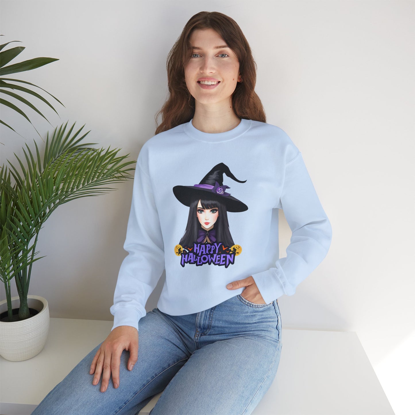 Happy Halloween, Witch - Unisex Heavy Blend™ Crewneck Sweatshirt