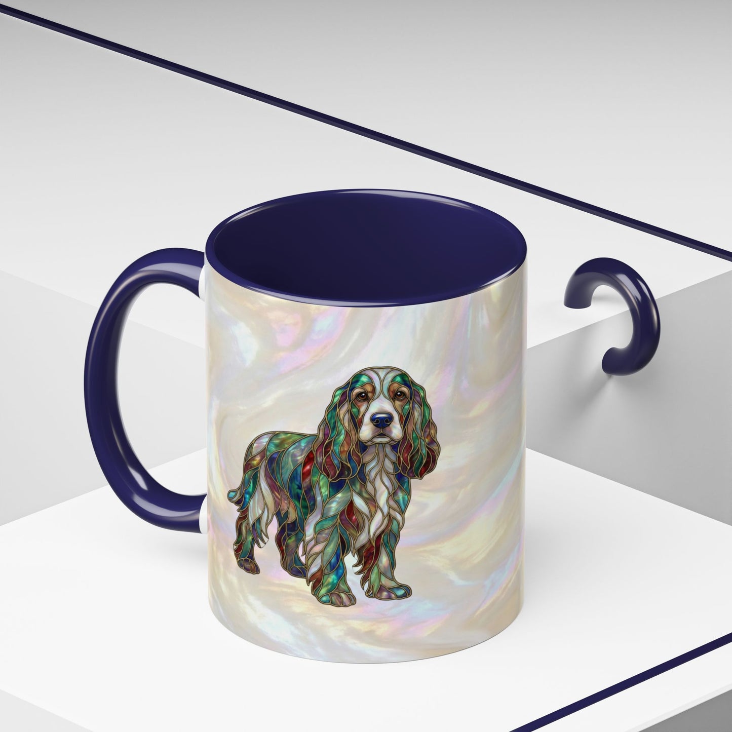 Cocker Spaniel Accent Coffee Mug -Stained Glass Style (11/15oz) - 14626