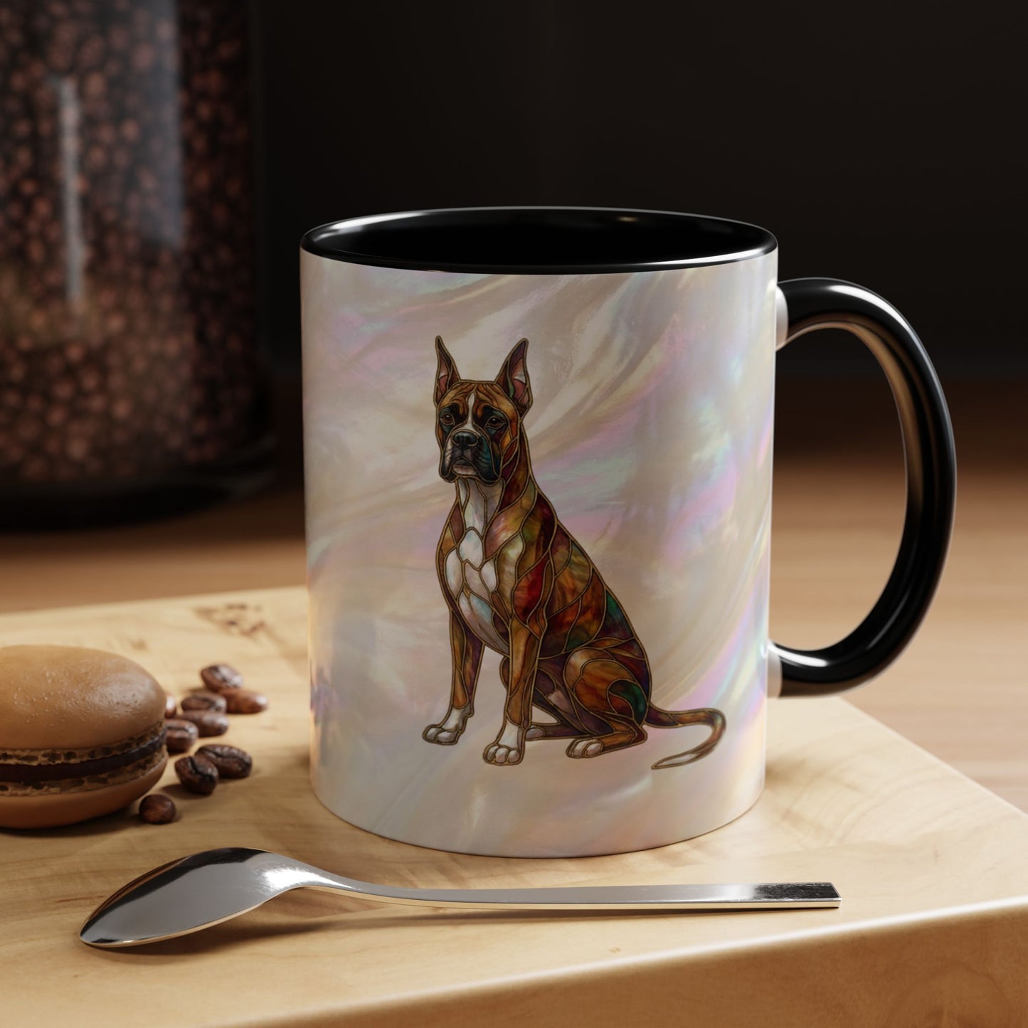 Boxer Accent Coffee Mug -Stained Glass Style (11/15oz) - 14621