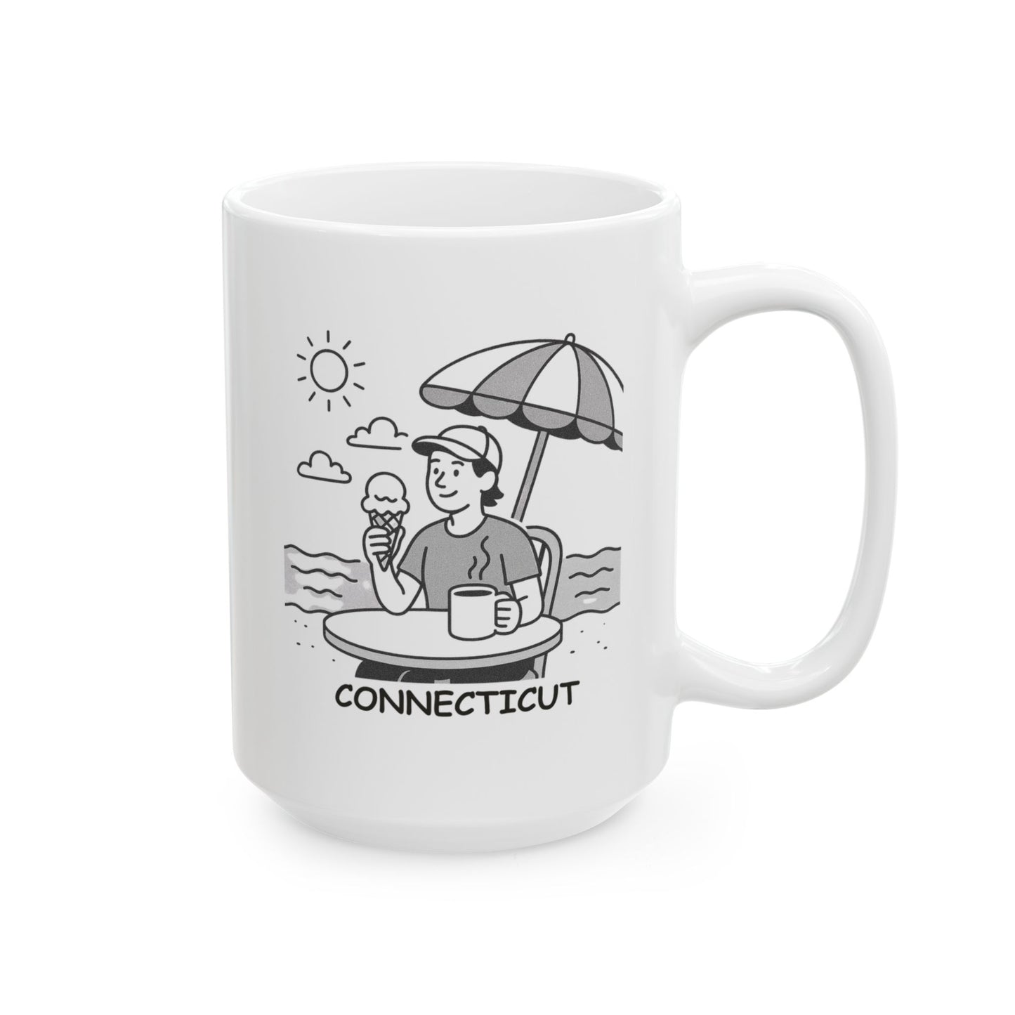 "In Connecticut, we like our summers like we like our coffee—hot and full of ice cream." Ceramic Mug - 13884