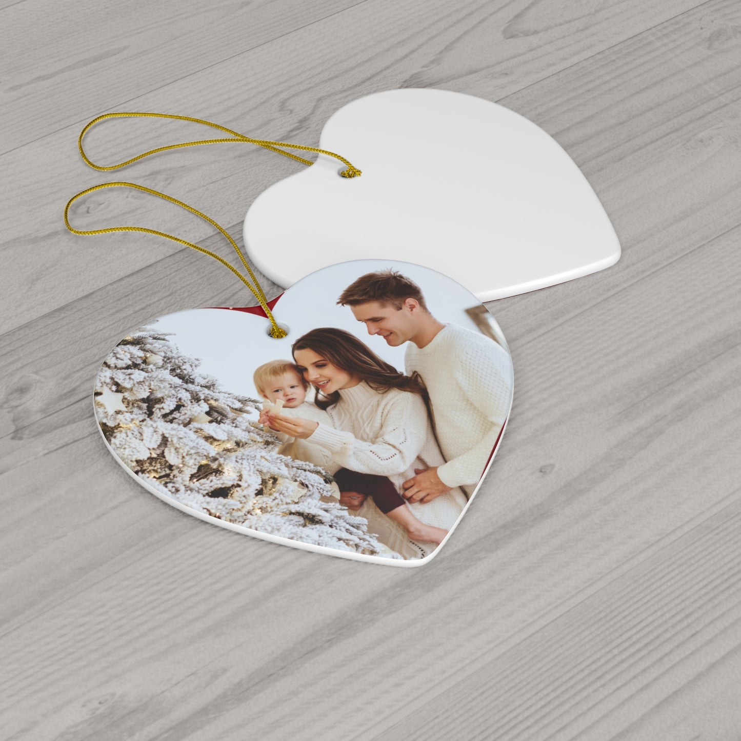 Young Couple Photo, Customizable - Ceramic Ornament, 4 Shapes