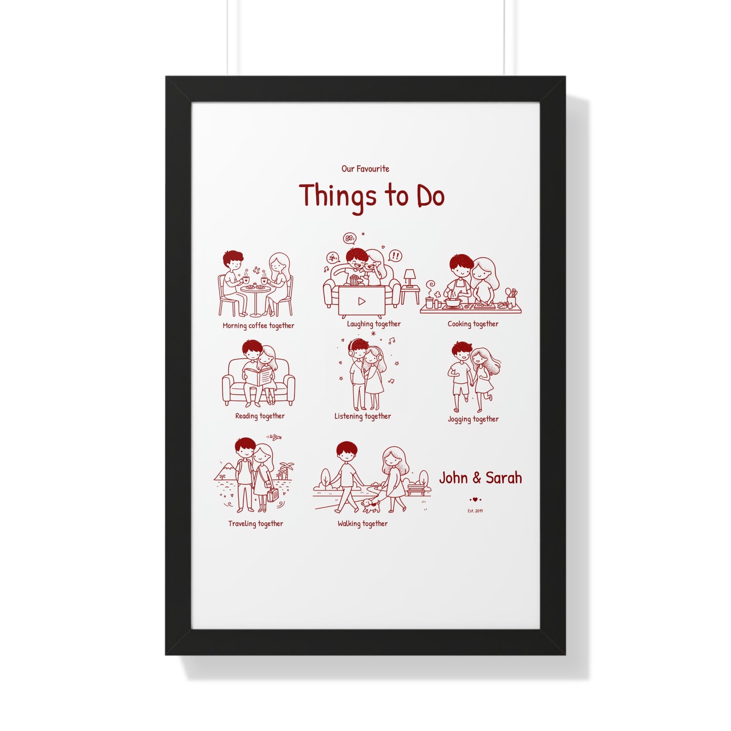 Framed Poster – “Our Favourite Things to Do” Personalized Couple Print | Valentine’s Gift - 14712