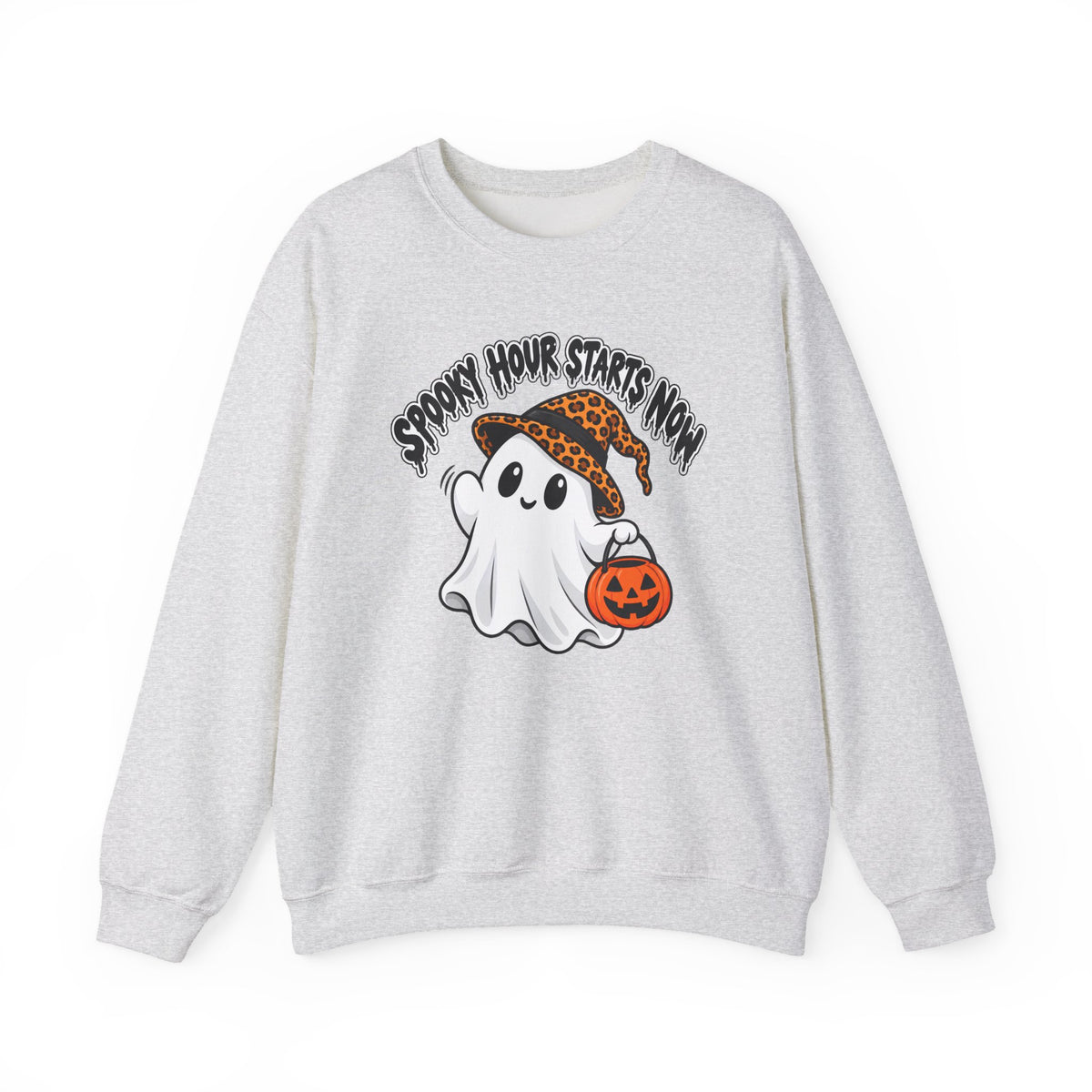 Spooky Hour Starts Now Sweatshirt, Cute Halloween Ghost Crewneck - 14536