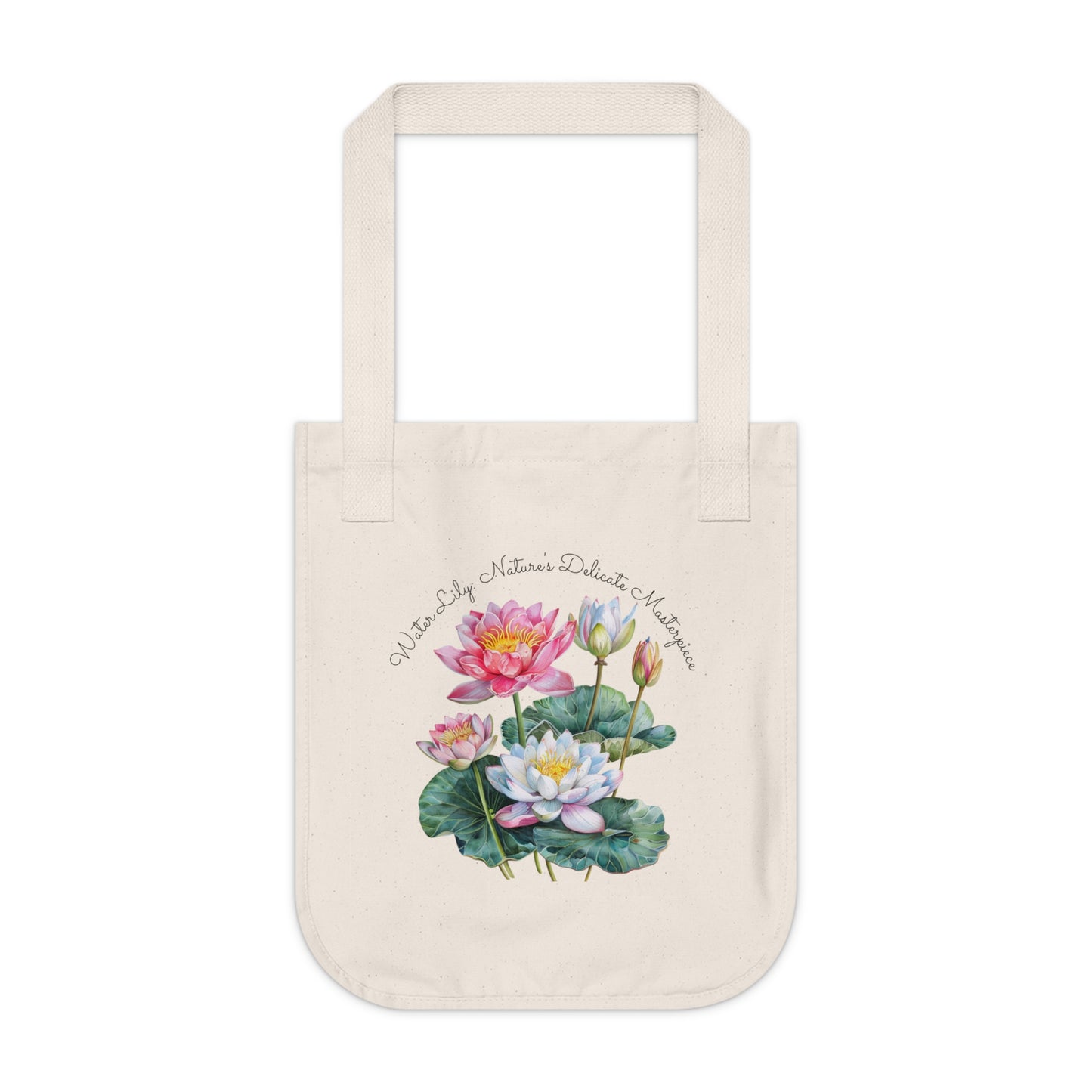 Happy Birthday, July, Water Lily - Customized Organic Canvas Tote Bag - 10412