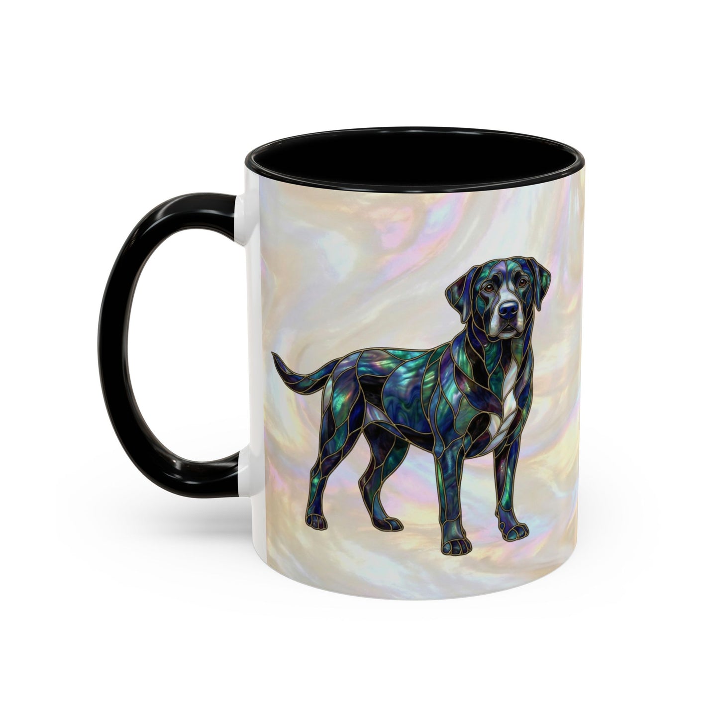 Black Labrador Accent Coffee Mug -Stained Glass Style (11/15oz) 14618