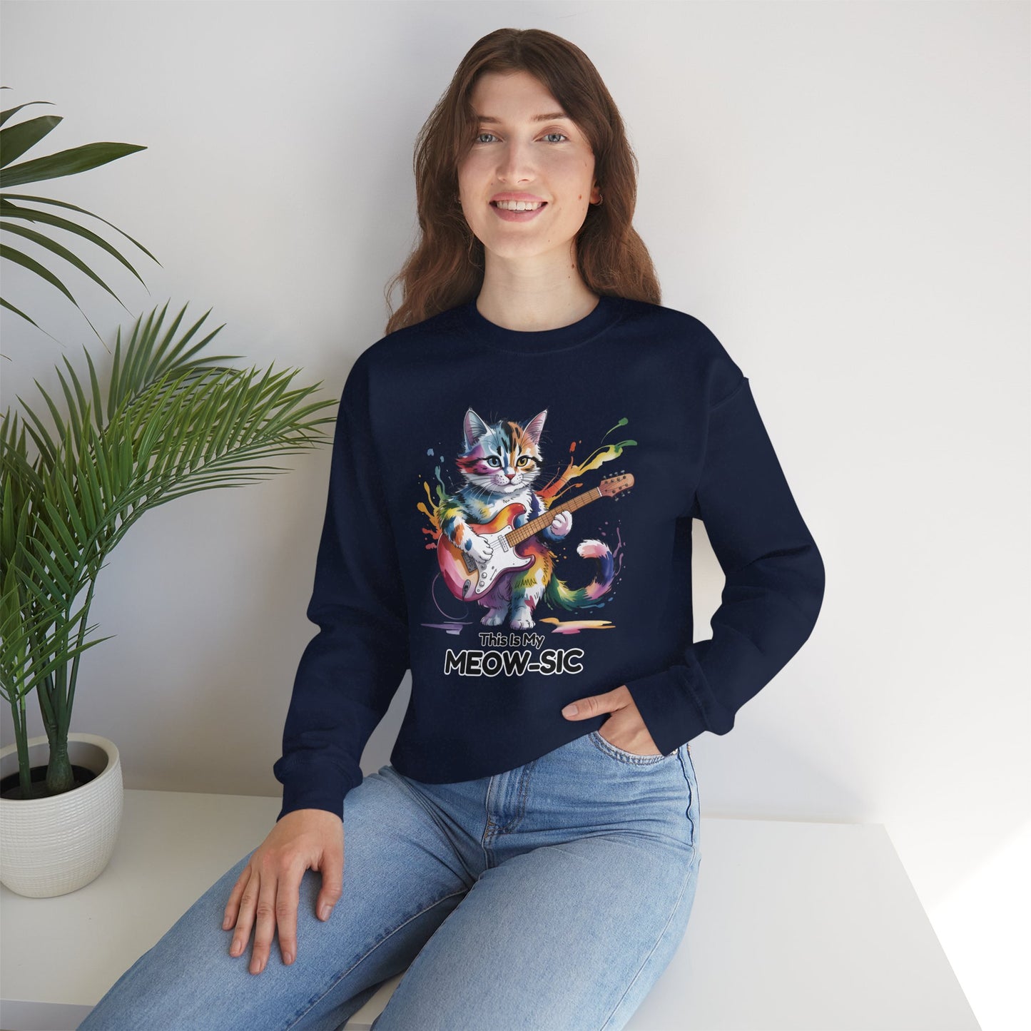 This Is My Meow-sic Cat Sweatshirt – Funny Music Lover Gift for Cat Lovers - 14810