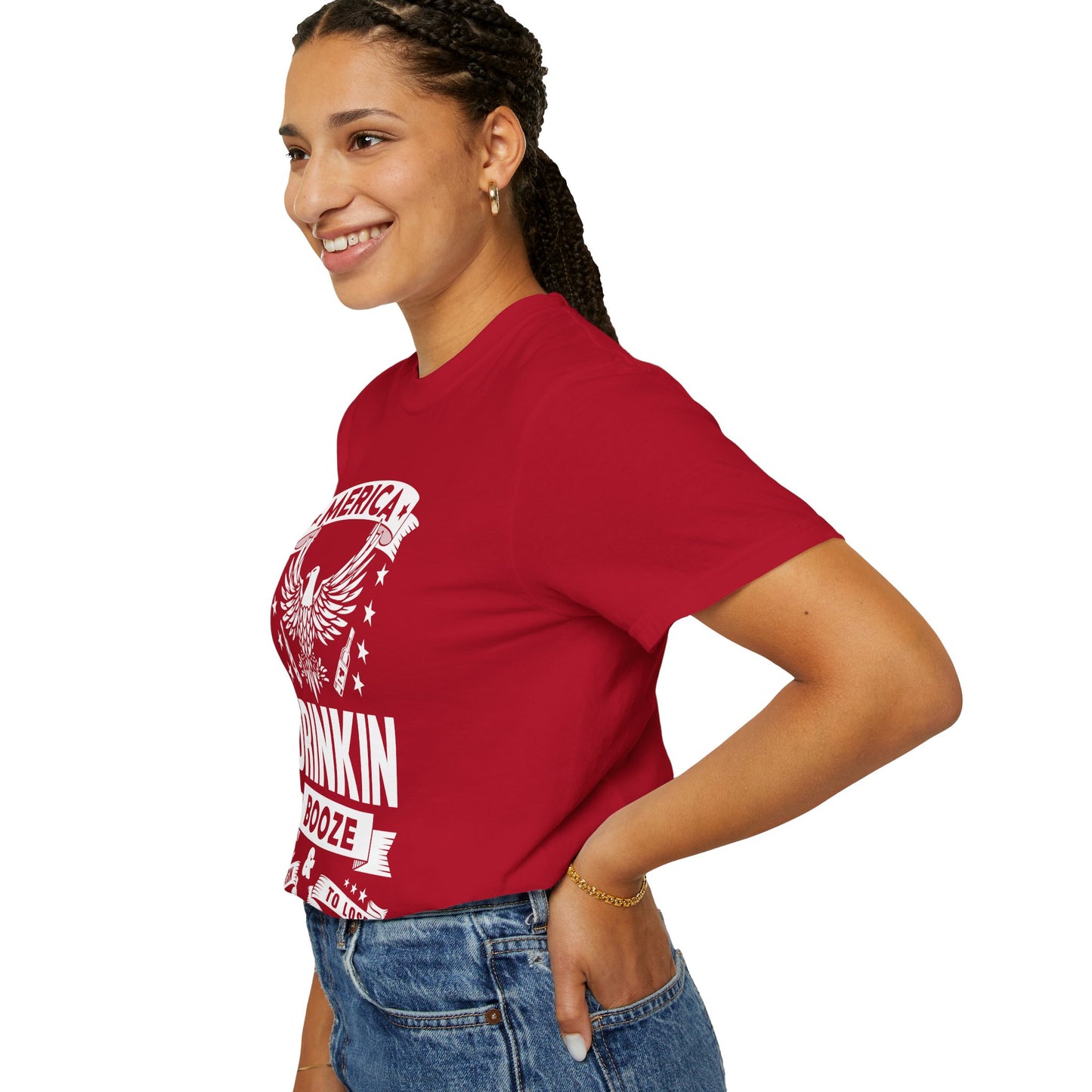 Patriotic Graphic Tee, Unisex Vintage T-shirt, Amerca Drinking Booze Shirt, Independence Day Gift, Casual Wear, Freedom Fashion - 13788