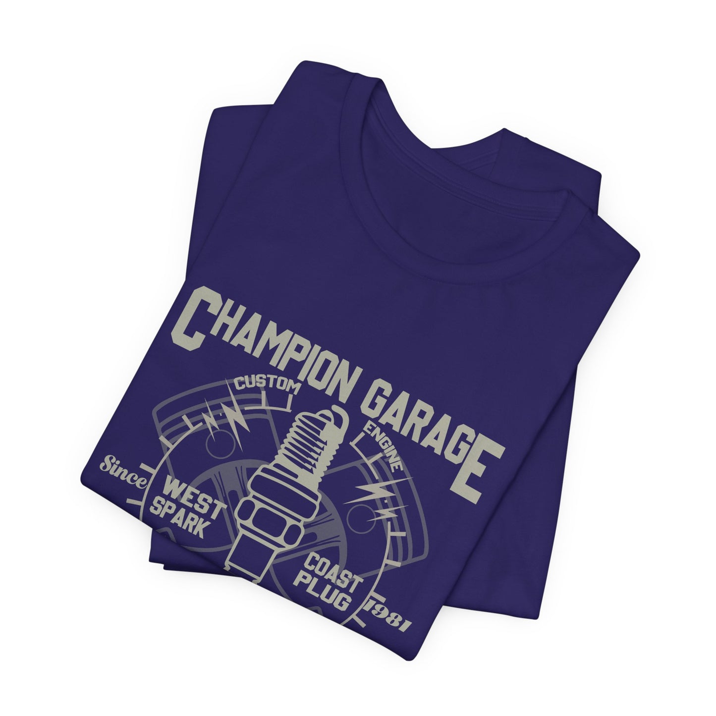 Champion Garage, Motorcycle Repair & Service - Unisex Jersey Short Sleeve Tee