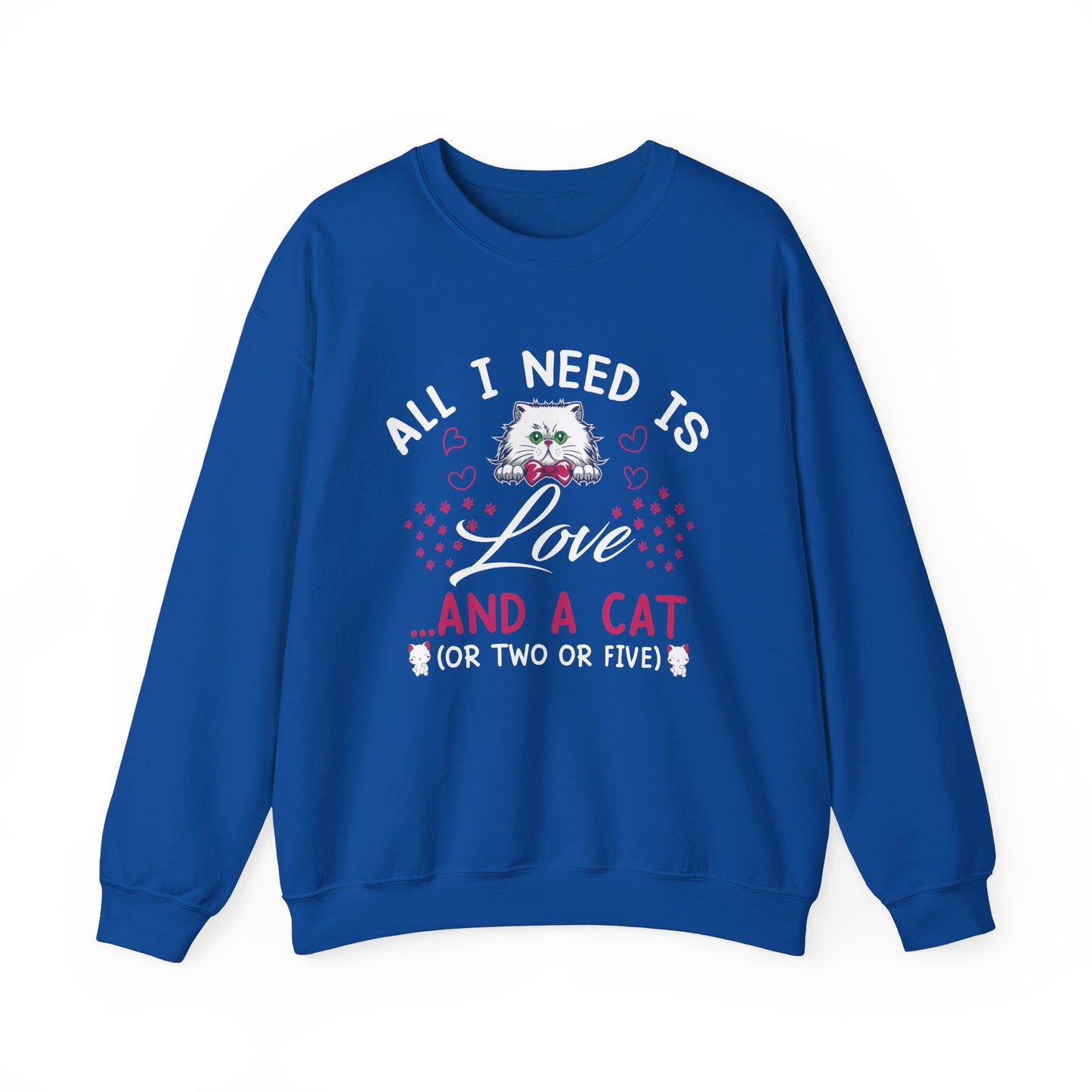 All I Need Is Love & Cat - Unisex Heavy Blend™ Crewneck Sweatshirt