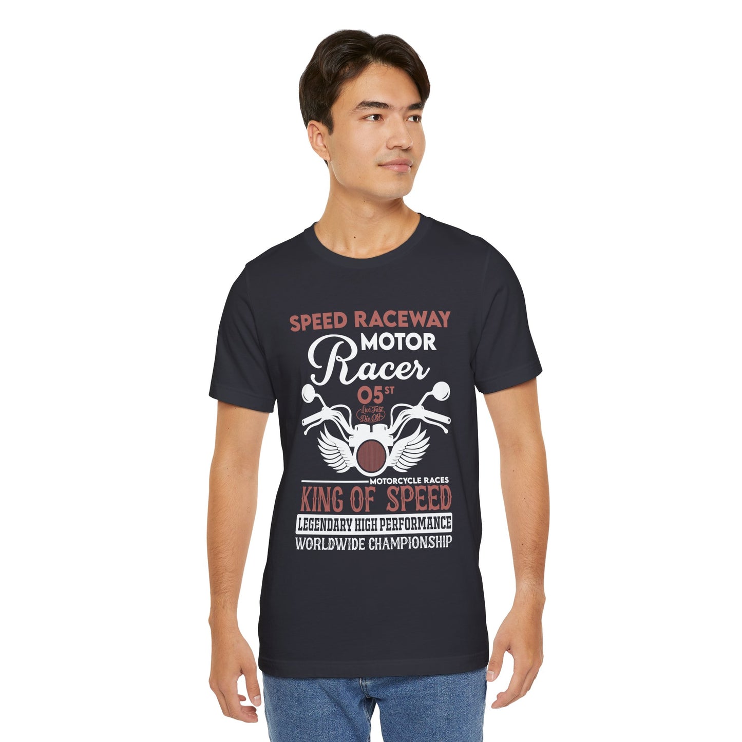 Speed Raceway, Motorcycle Races King of Speed - Unisex Jersey Short Sleeve Tee - 13105